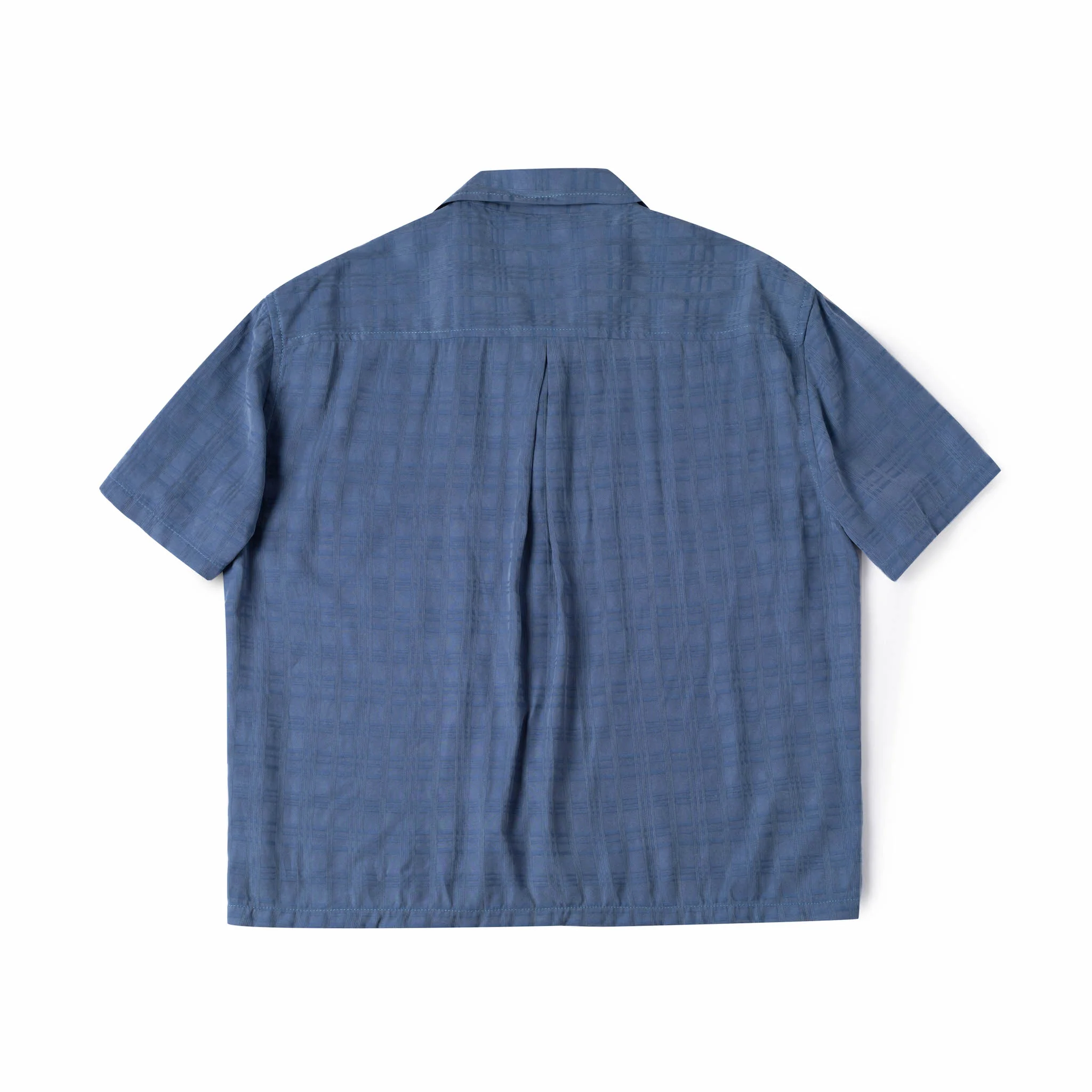 Cupro Button Up - Checkered Blue - Image 6