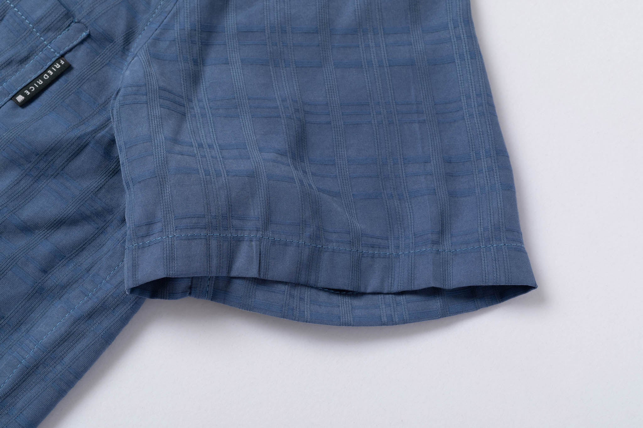 Cupro Button Up - Checkered Blue - Image 7