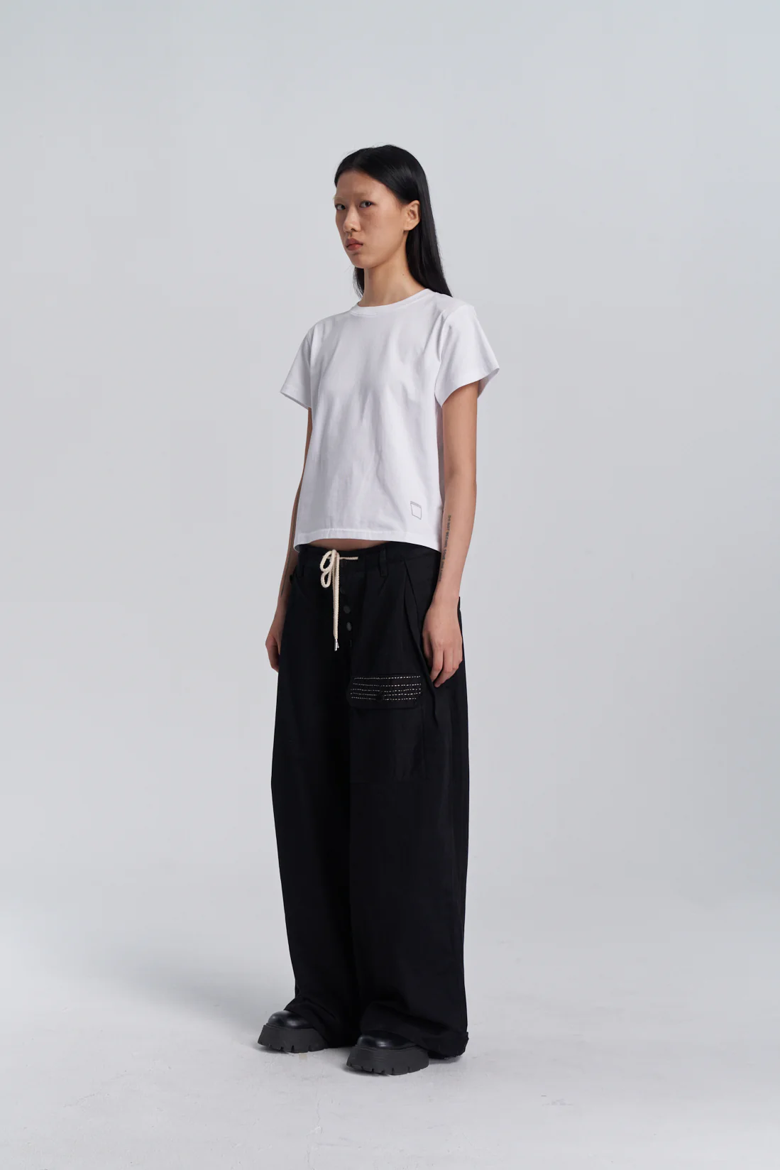 Embroidered Baby Tee - White - Image 7