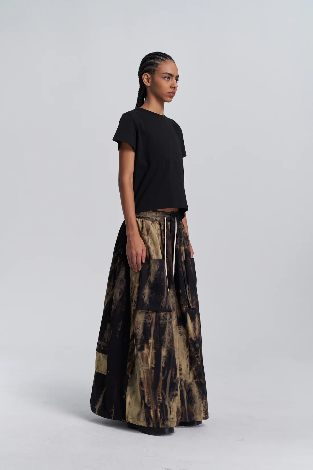 Wide Leg Yemi Pants - Wring Dye Black - Image 6
