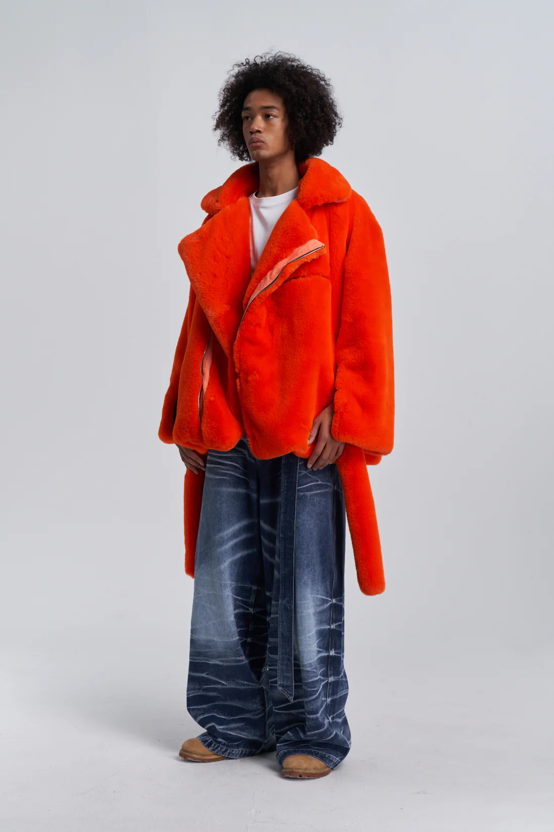 Faux Fur Trapper Jacket - Orange - Image 10