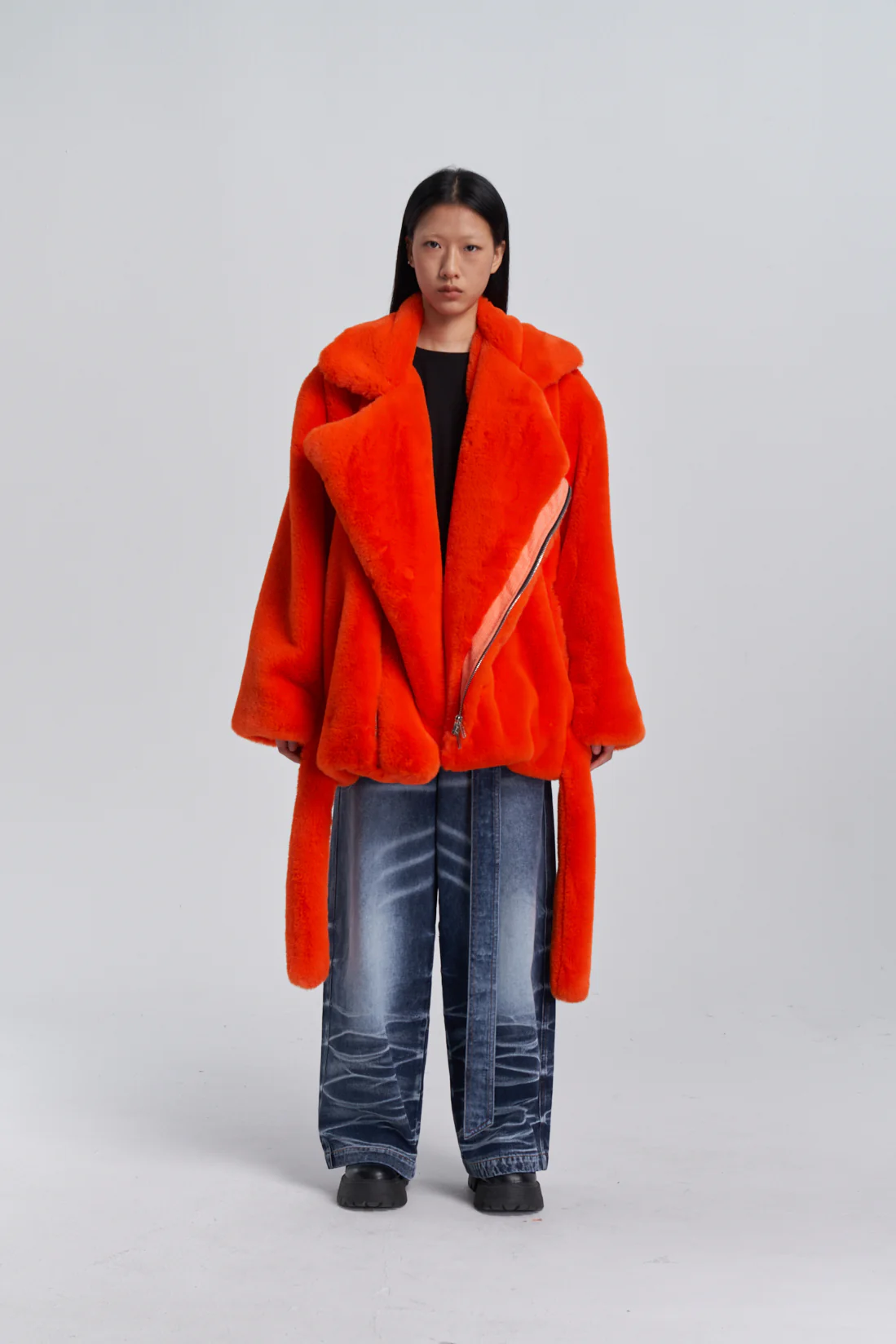 Faux Fur Trapper Jacket - Orange - Image 2