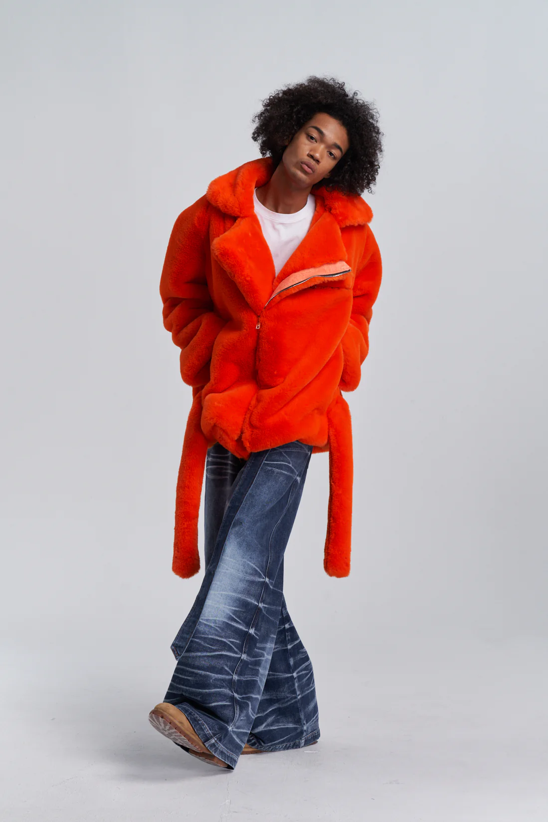 Faux Fur Trapper Jacket - Orange - Image 3