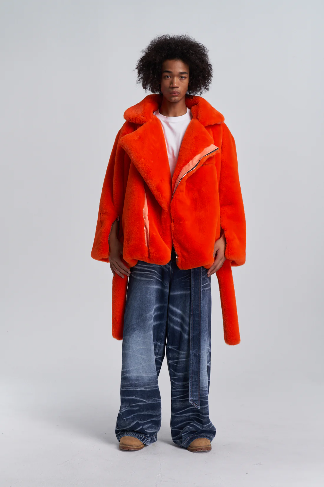 Faux Fur Trapper Jacket - Orange - Image 4