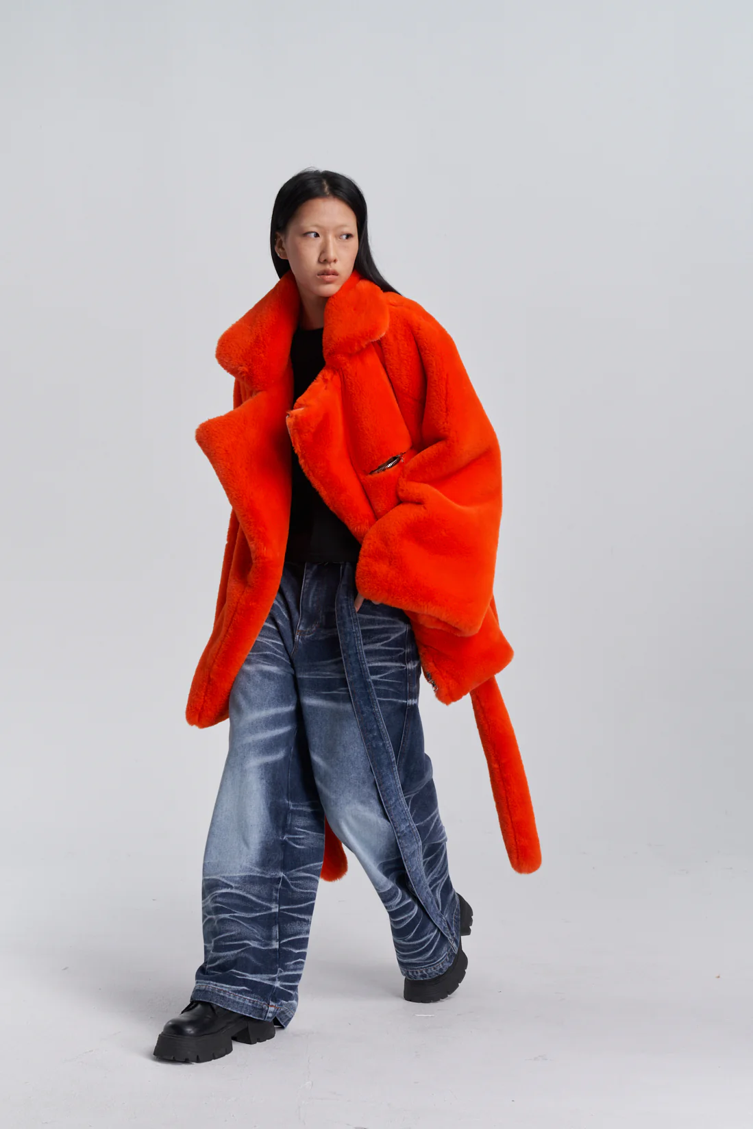 Faux Fur Trapper Jacket - Orange - Image 5