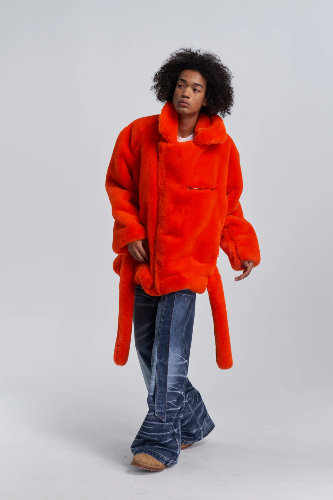 Faux Fur Trapper Jacket - Orange - Image 6