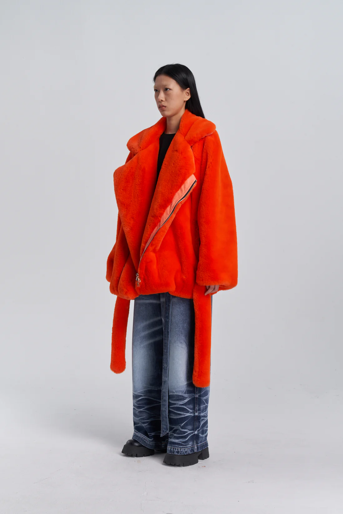 Faux Fur Trapper Jacket - Orange - Image 8