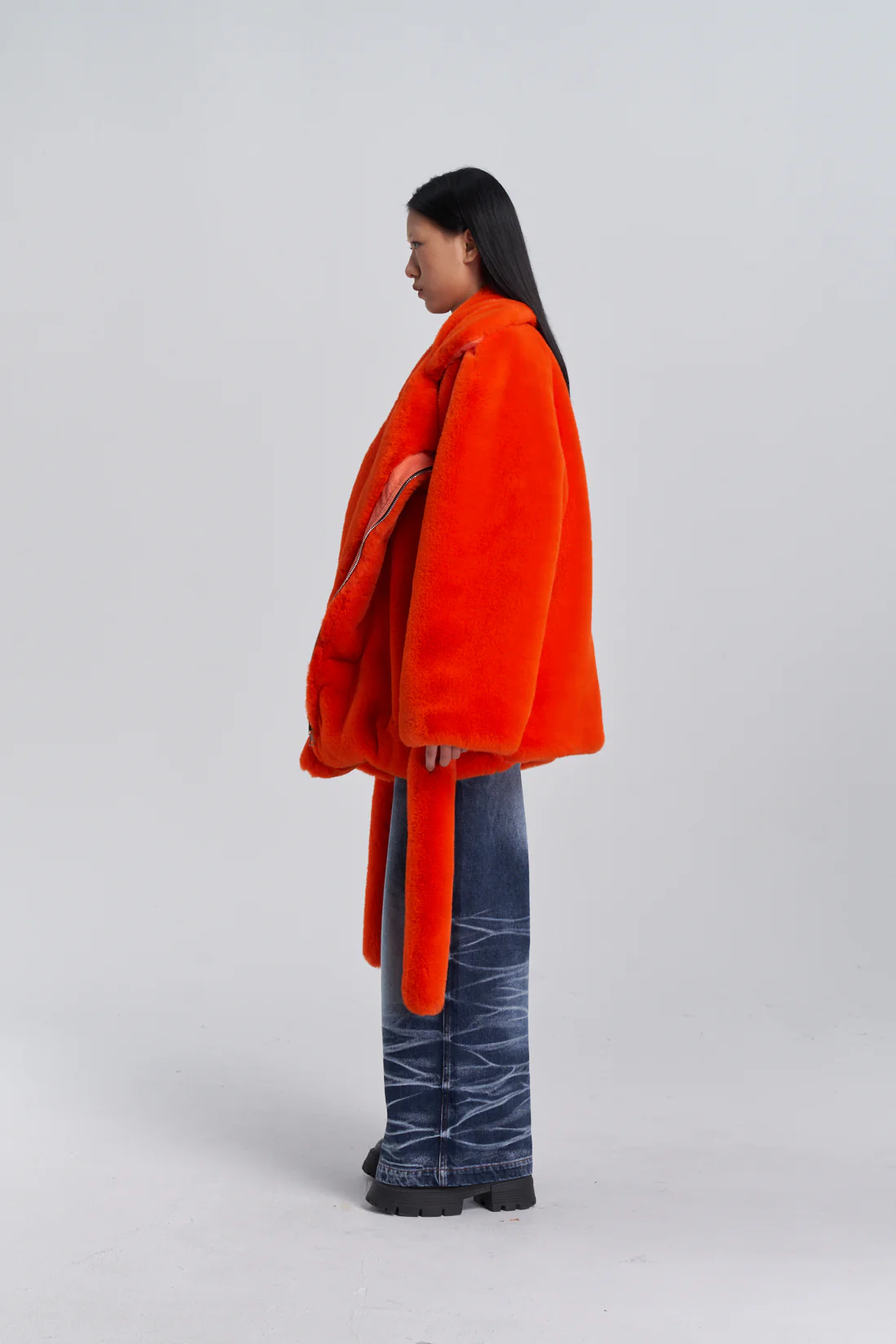Faux Fur Trapper Jacket - Orange - Image 9