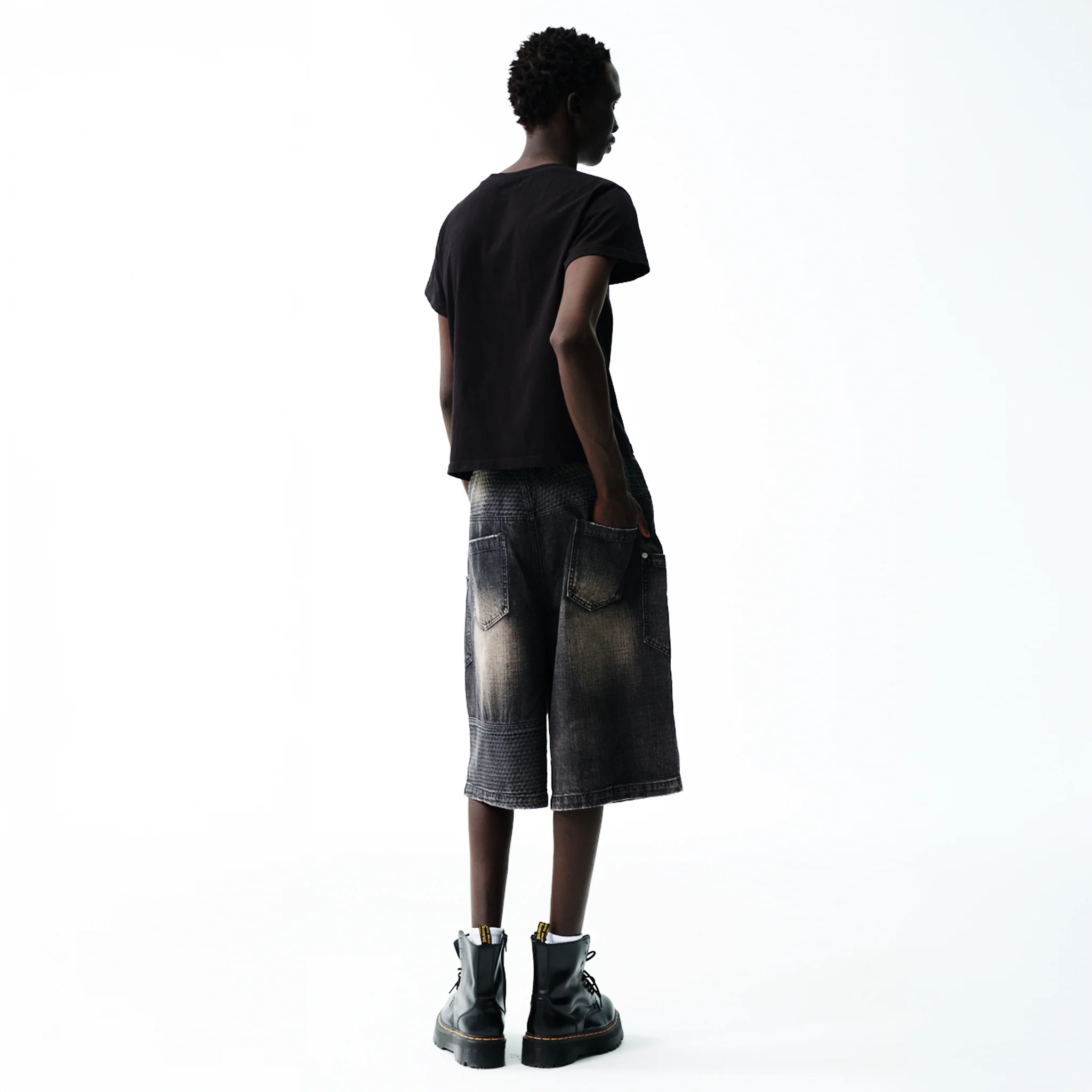 Angular Utility Pocket Faded Jorts - Onyx - Image 10