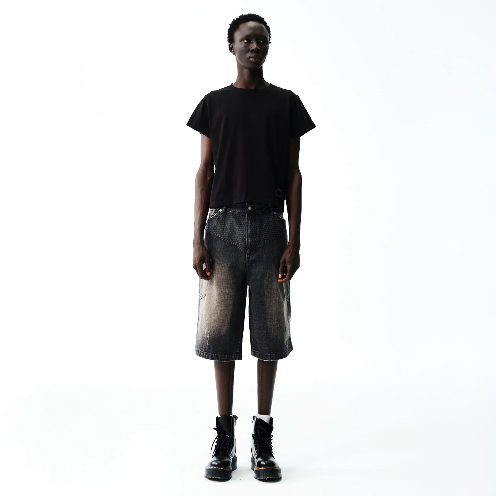 Angular Utility Pocket Faded Jorts - Onyx - Image 4