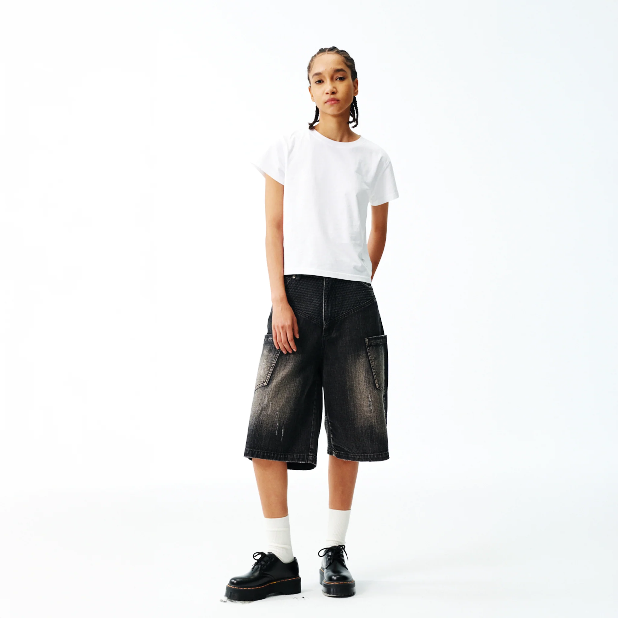 Angular Utility Pocket Faded Jorts - Onyx - Image 5