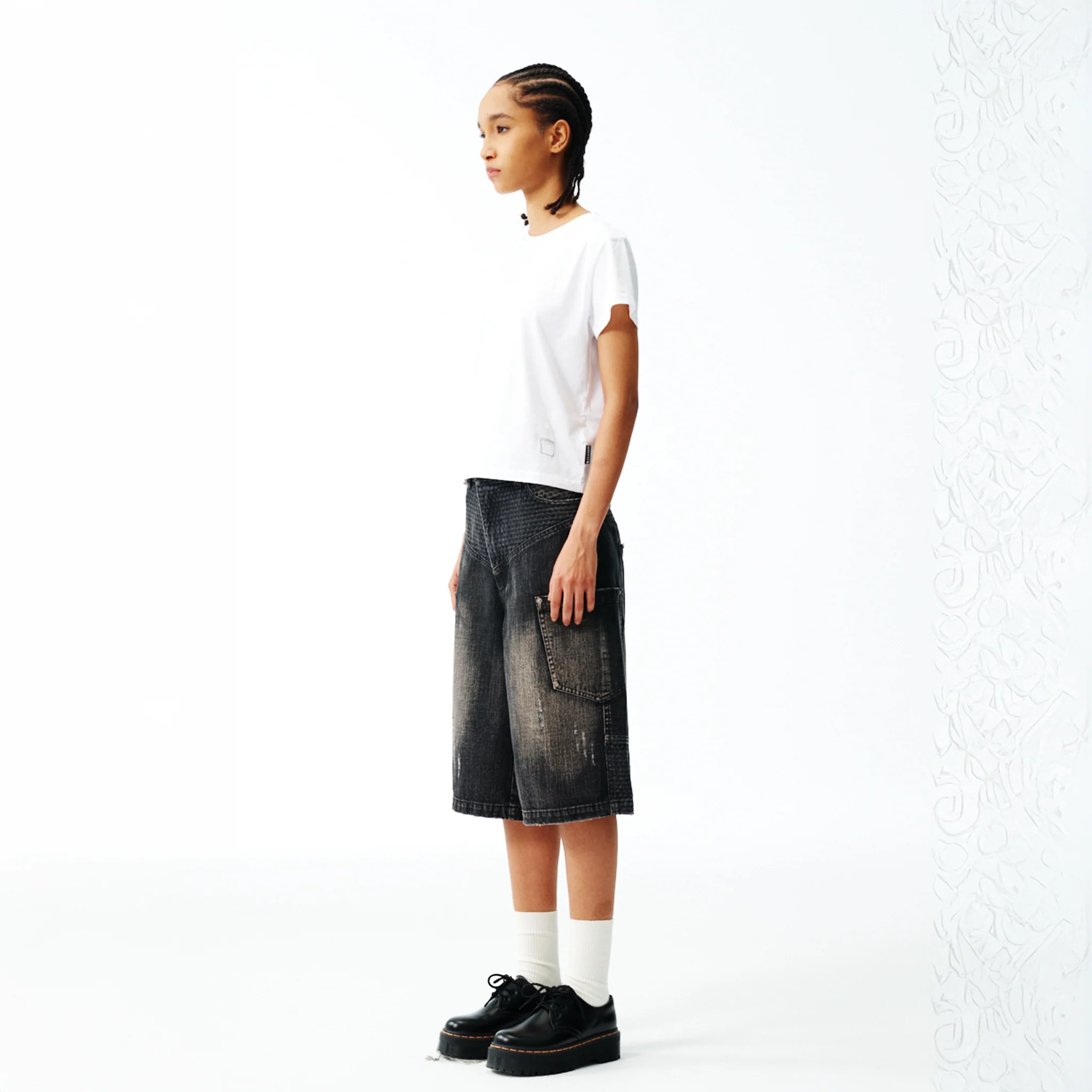 Angular Utility Pocket Faded Jorts - Onyx - Image 7