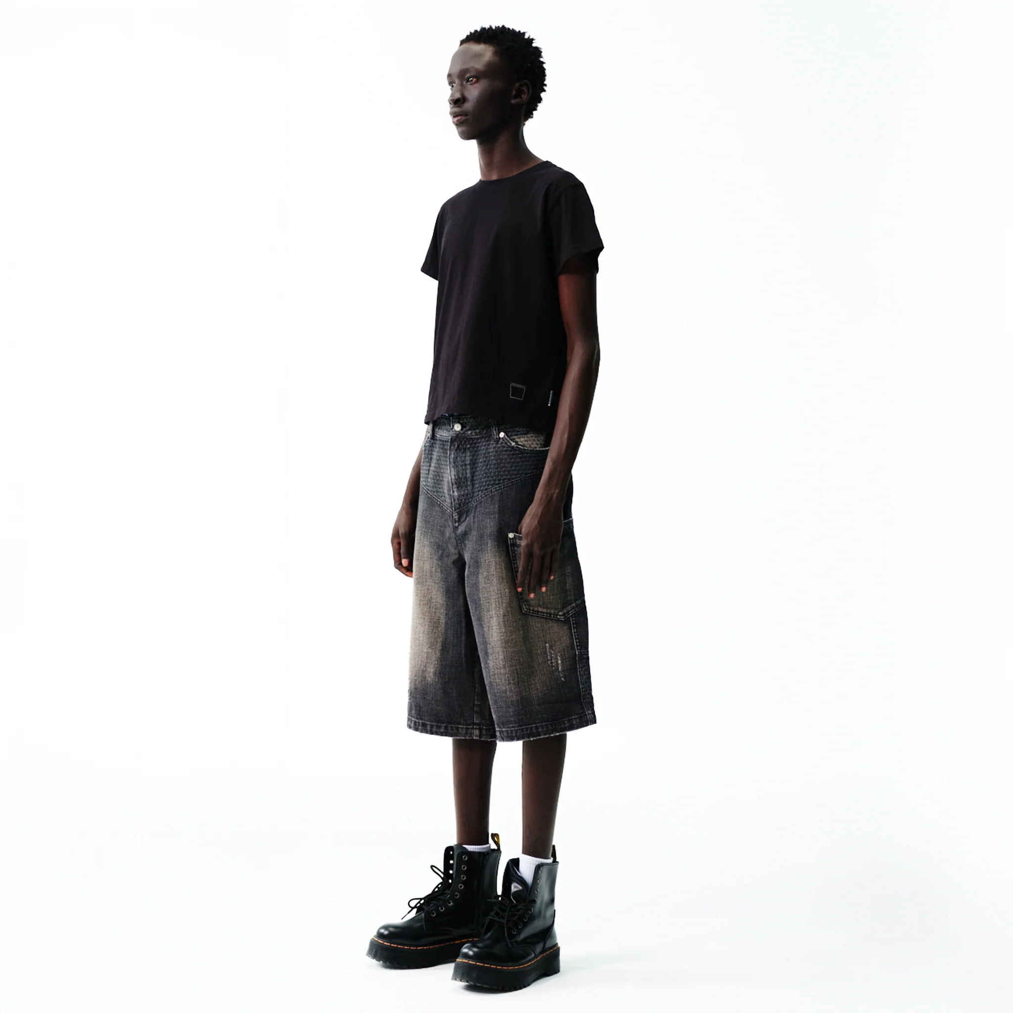 Angular Utility Pocket Faded Jorts - Onyx - Image 8