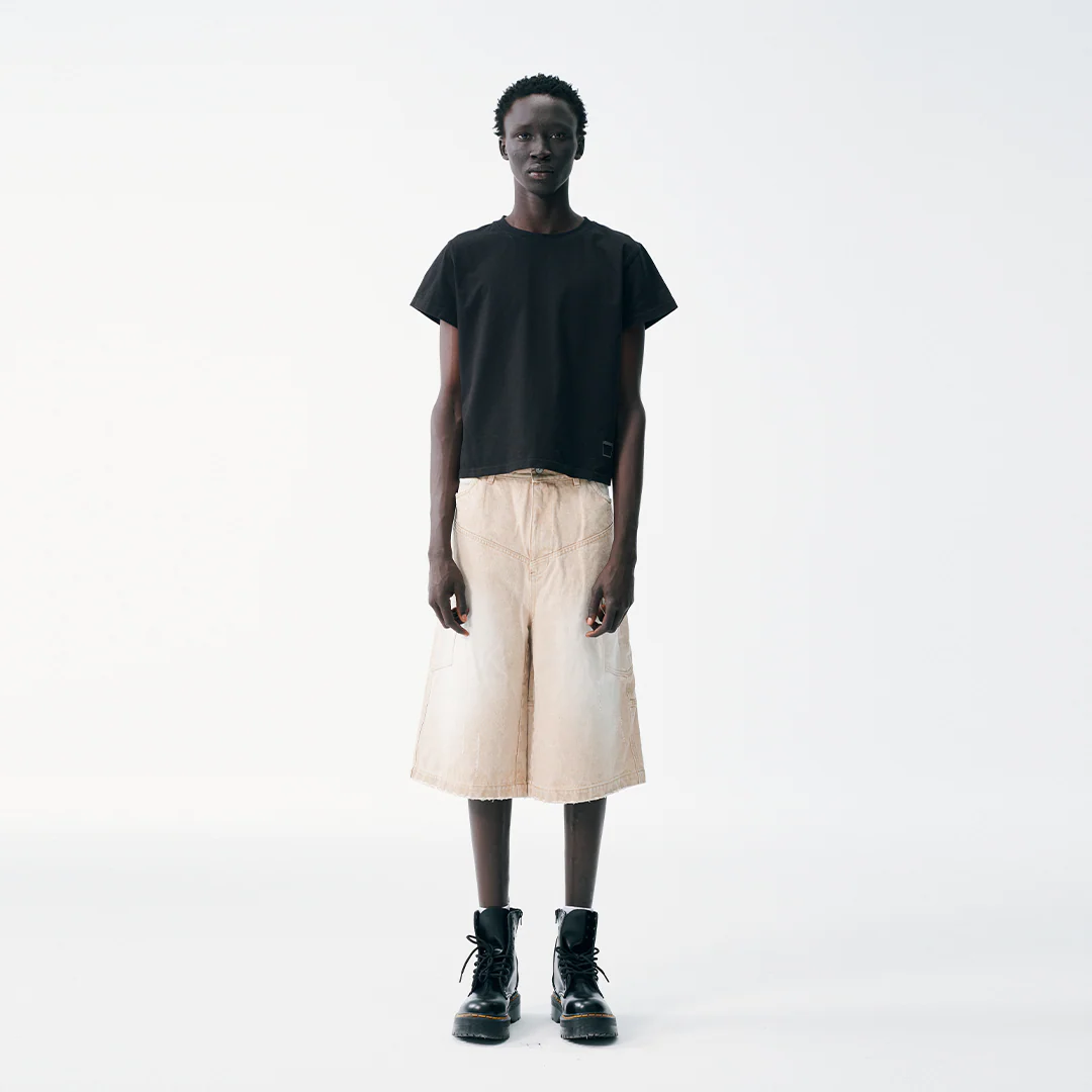 Anglular Utility Pocket Faded Jorts - Sand - Image 3