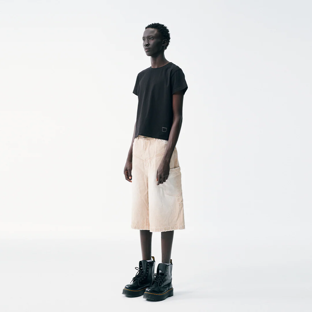 Anglular Utility Pocket Faded Jorts - Sand - Image 4