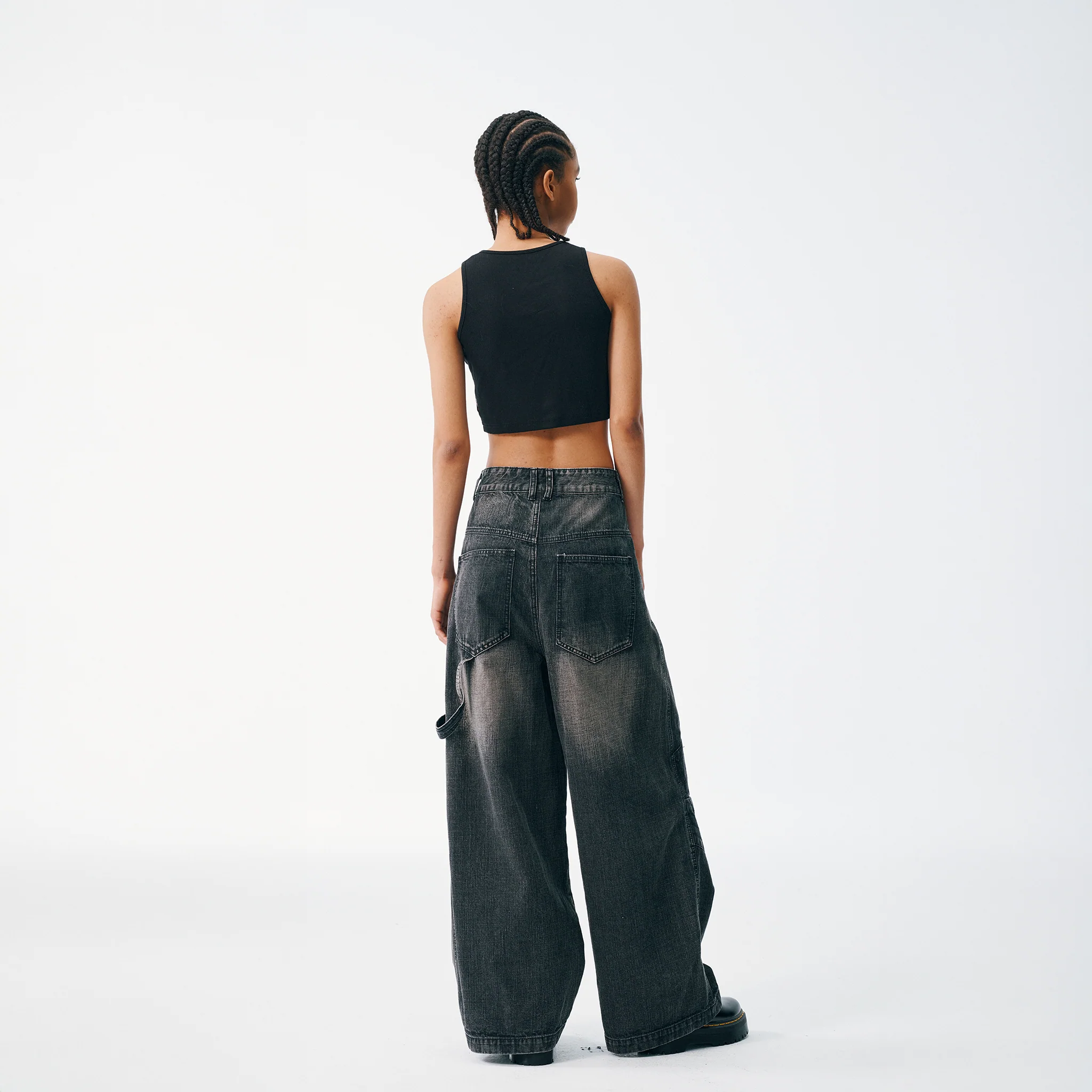 Wide Leg Carpenter Jeans - Fractal Knee Panels, Onyx - Image 6