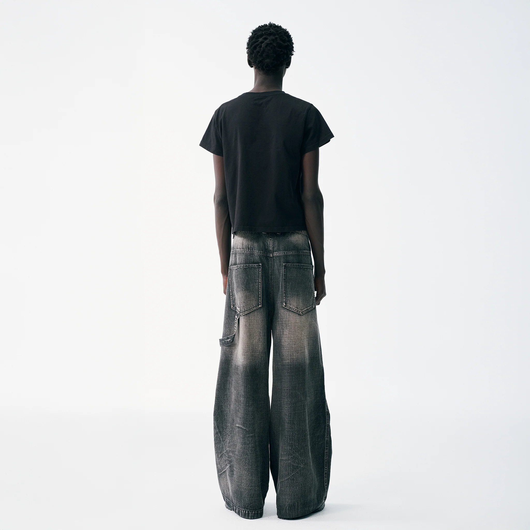Wide Leg Carpenter Jeans - Fractal Knee Panels, Onyx - Image 7