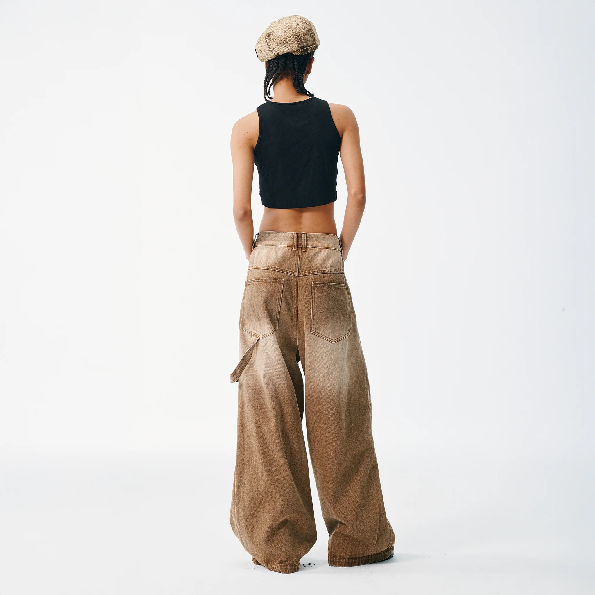 Wide Leg Carpenter Jeans - Fractal Knee Panels, Sand - Image 7