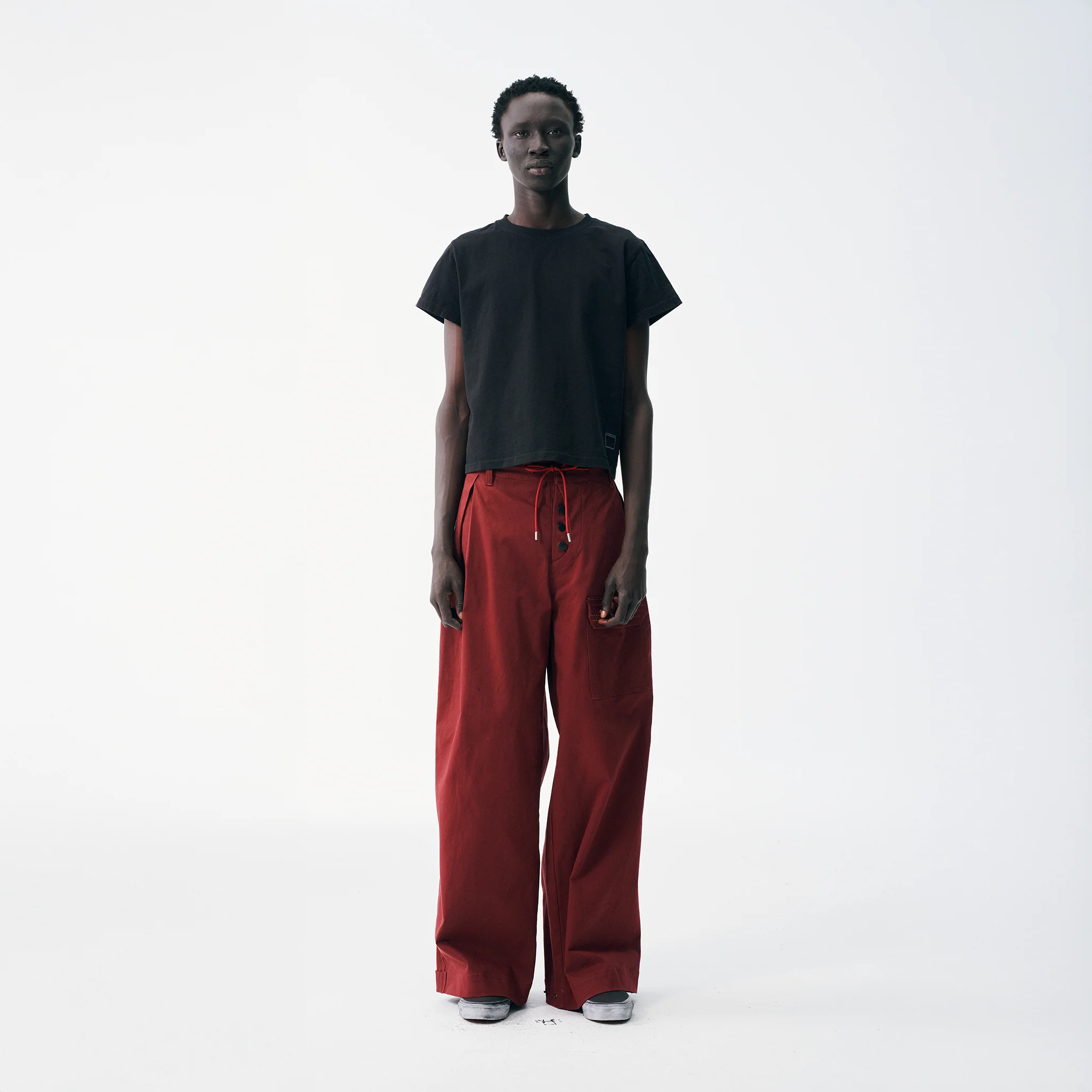 Sashiko Wide Leg - Oxblood - Image 4