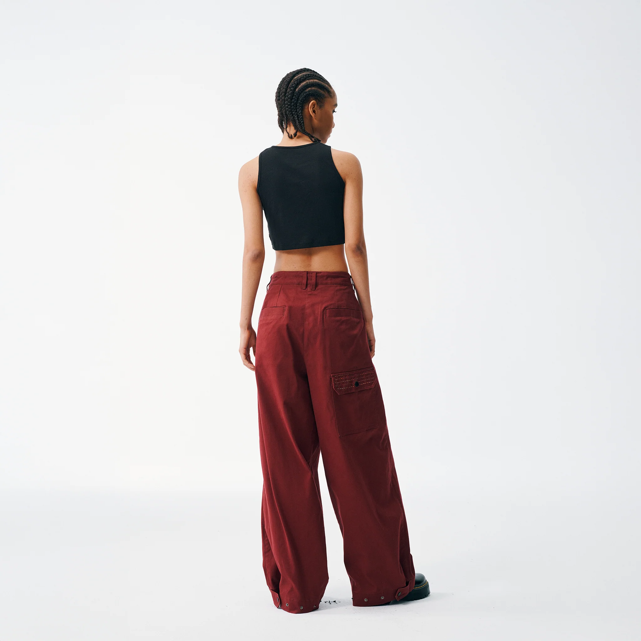 Sashiko Wide Leg - Oxblood - Image 6