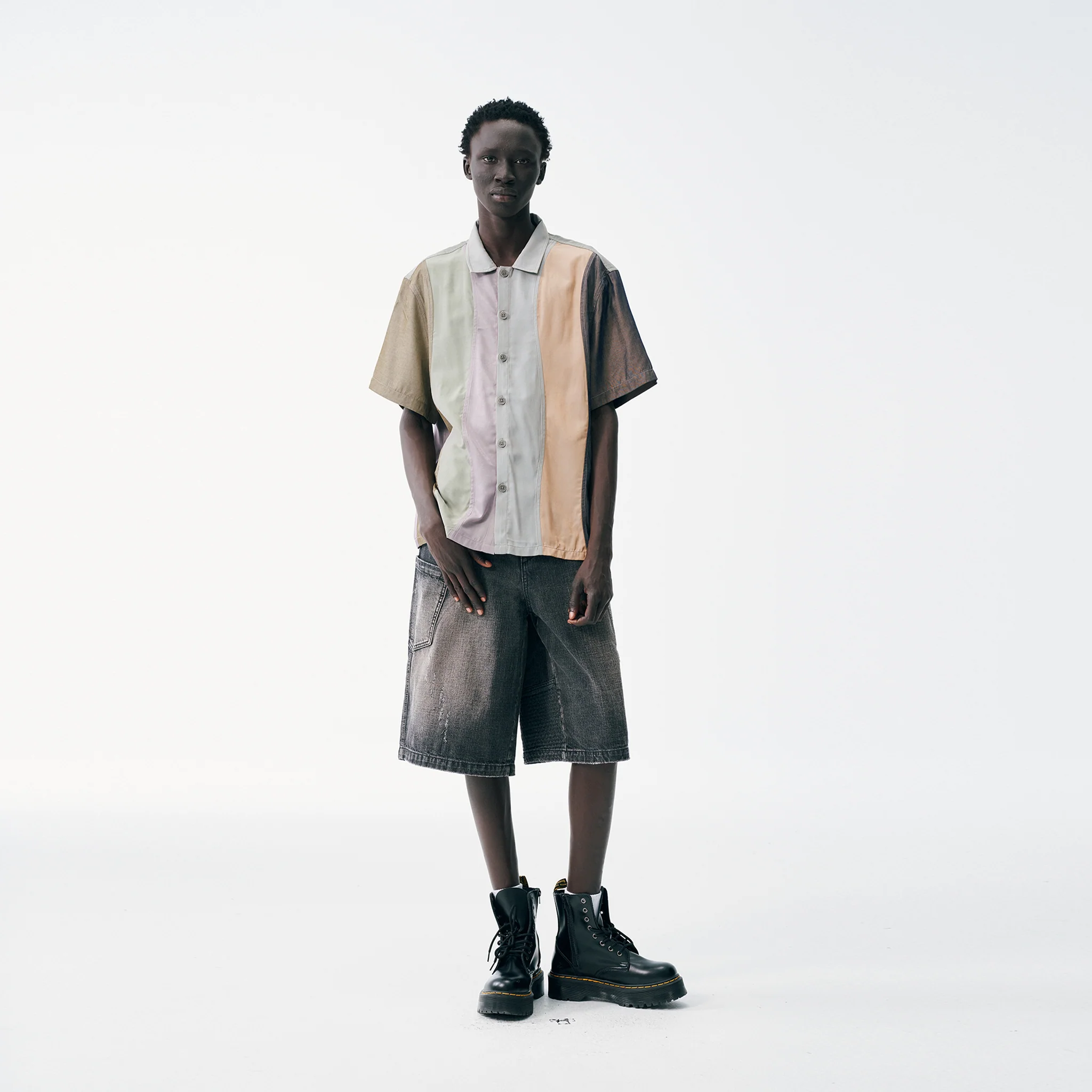 Camp Shirt – Earthtone Waves, Panel Mix - Image 4