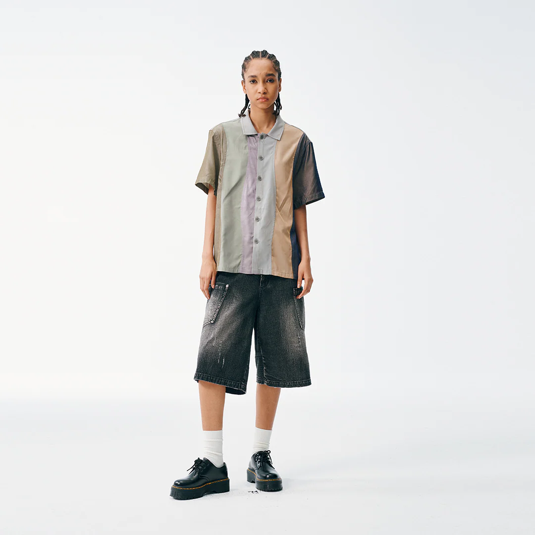 Camp Shirt – Earthtone Waves, Panel Mix - Image 8