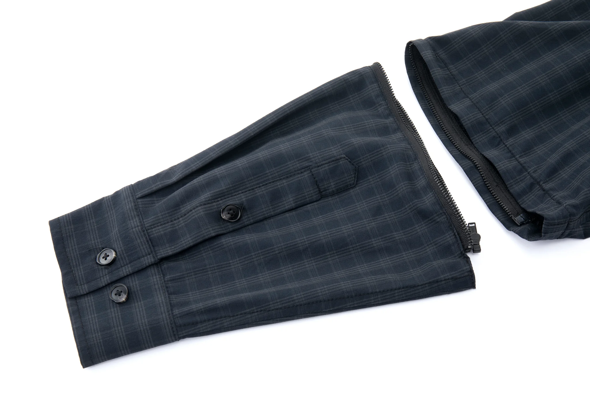 Grid Check Convertible Sleeve Shirt – Dark Plaid, Relaxed Fit - Image 3