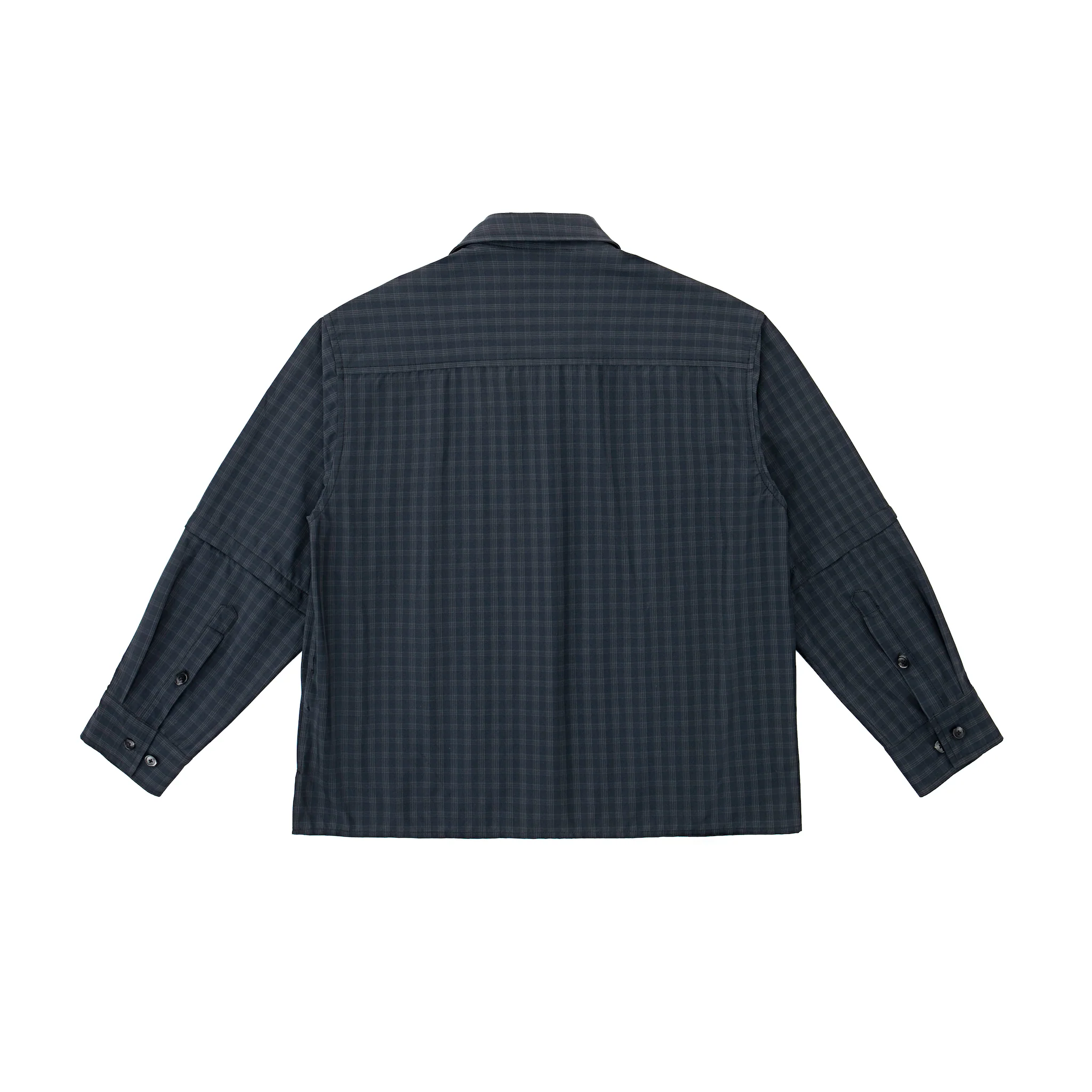 Grid Check Convertible Sleeve Shirt – Dark Plaid, Relaxed Fit - Image 4