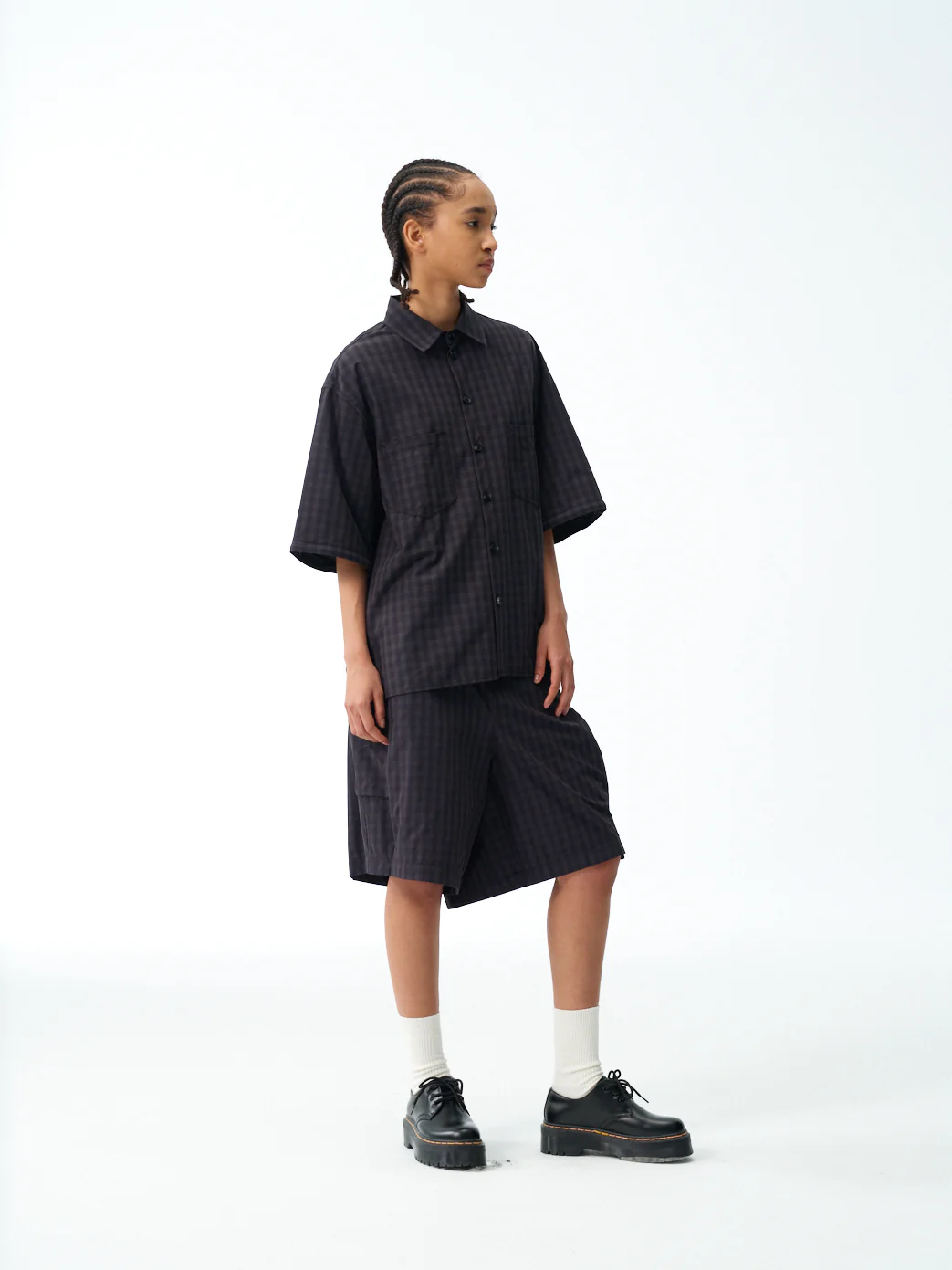 Grid Check Convertible Sleeve Shirt – Dark Plaid, Relaxed Fit - Image 8