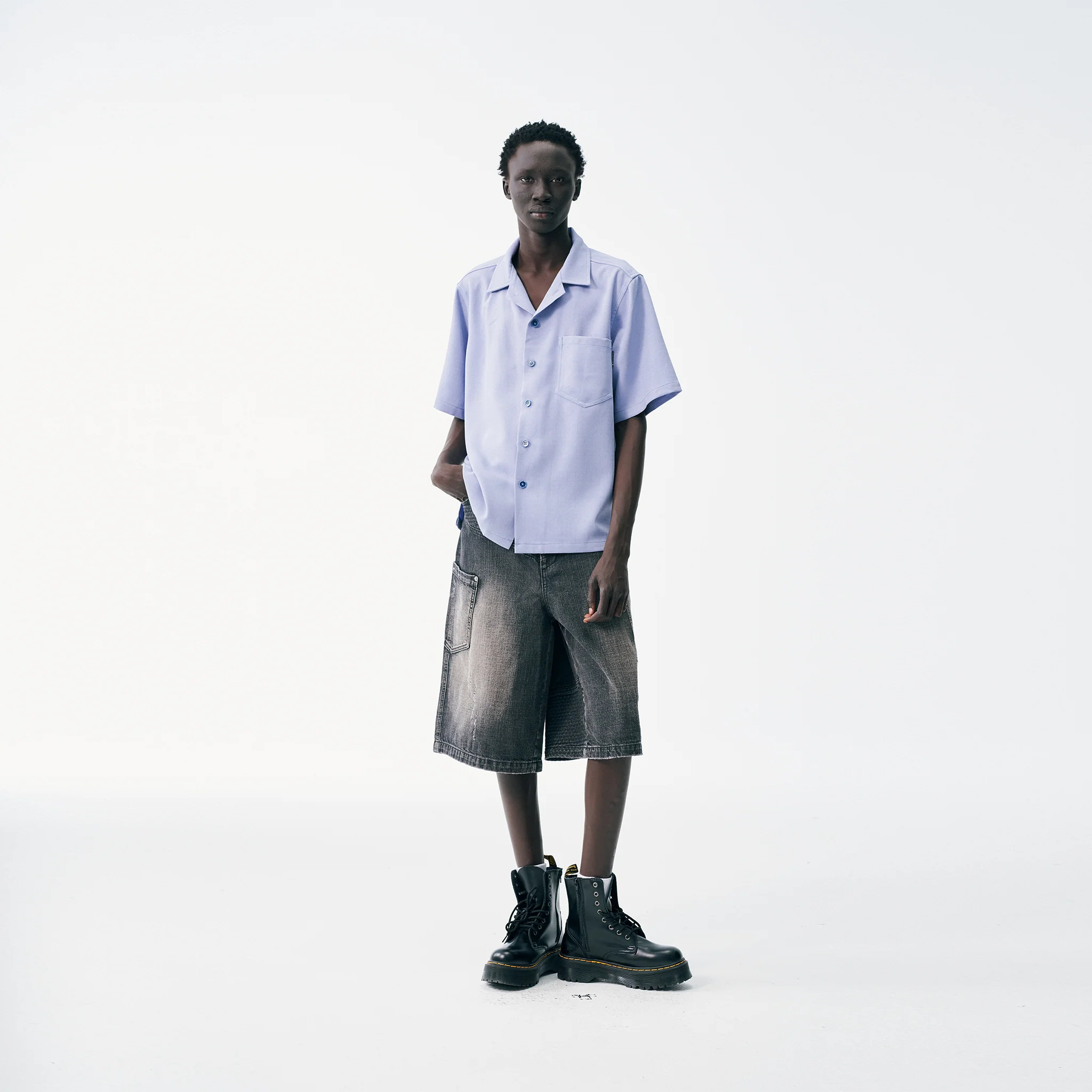 Slate Blue Short Sleeve Shirt – Textured, Relaxed Fit - Image 3