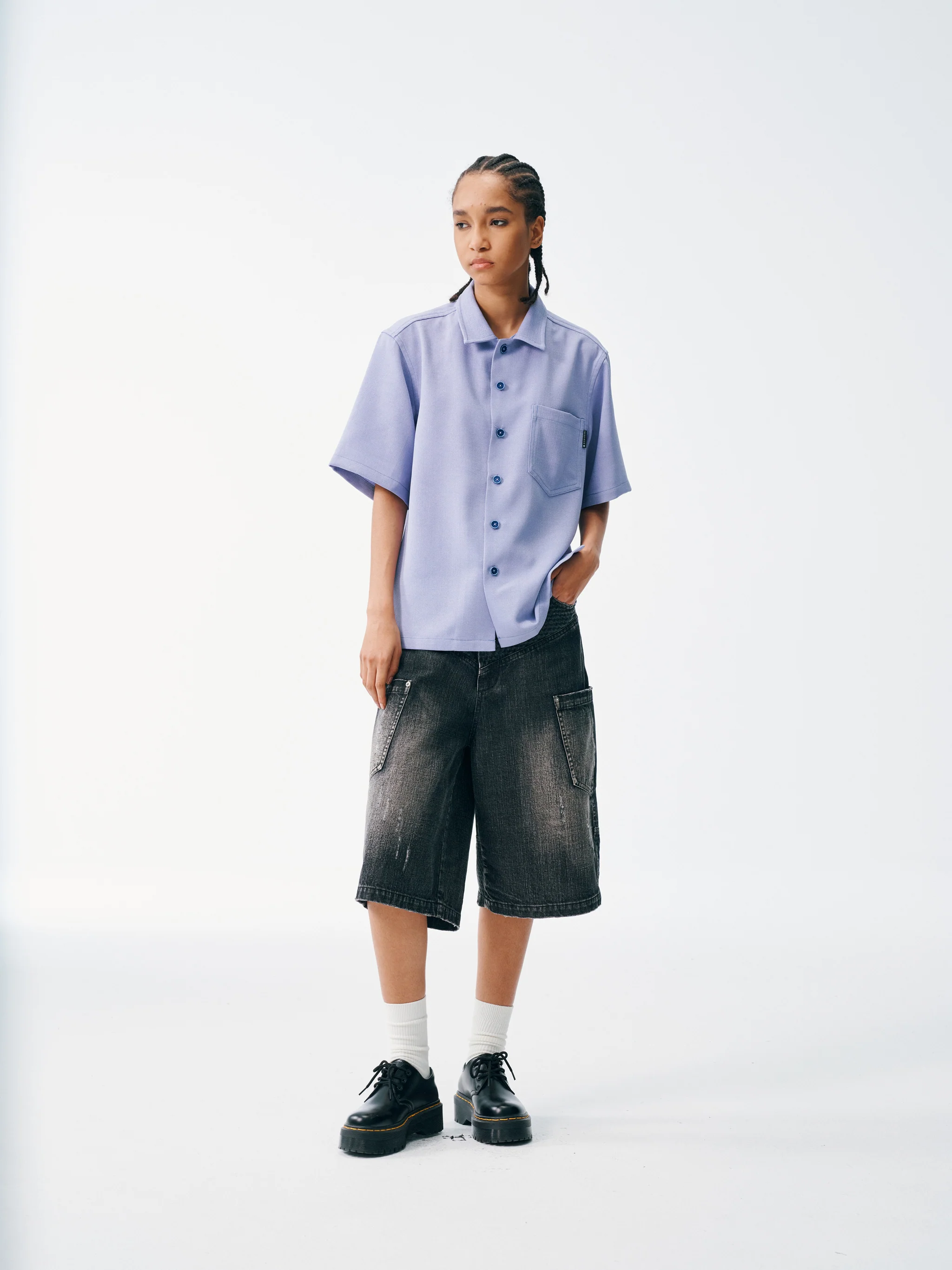 Slate Blue Short Sleeve Shirt – Textured, Relaxed Fit - Image 6