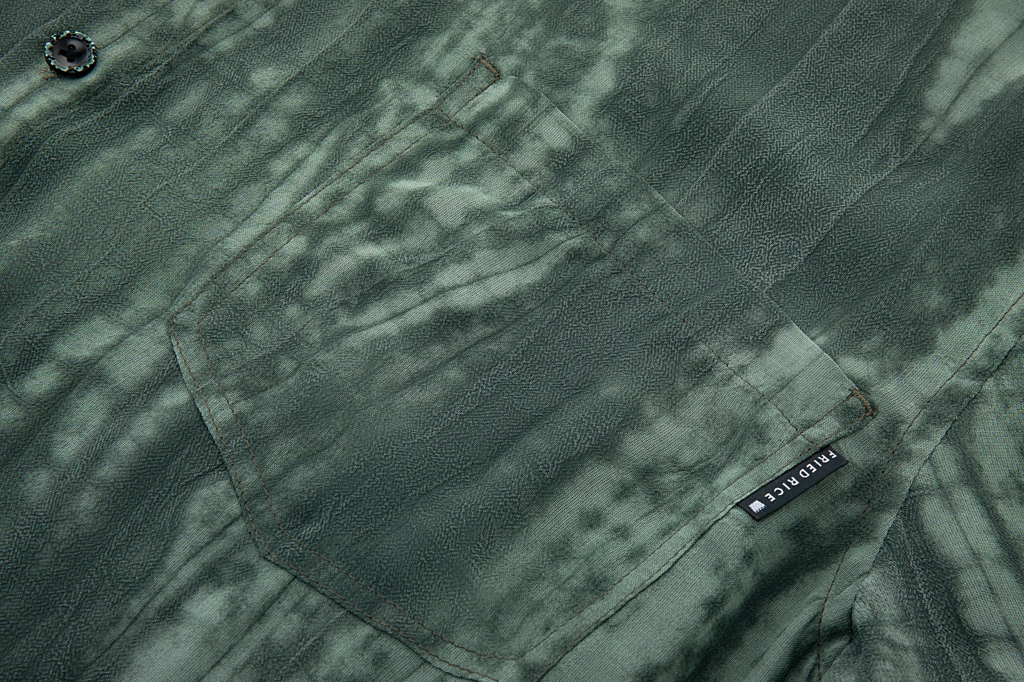 Super-Sheer High Collar Button Up – Forest Tie-Dye, Lightweight Drape - Image 11