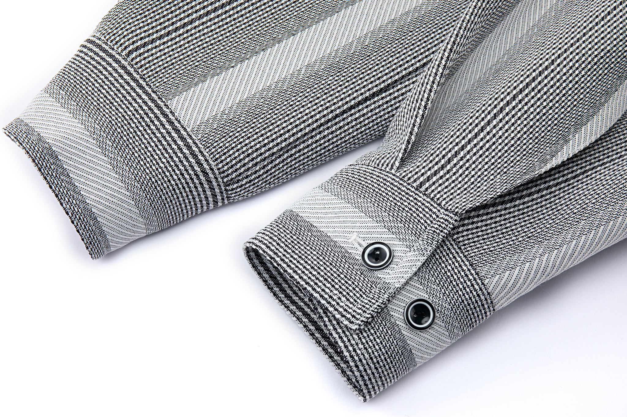 Cropped V-Neck Jacket – Striped Monochrome Twill - Image 14