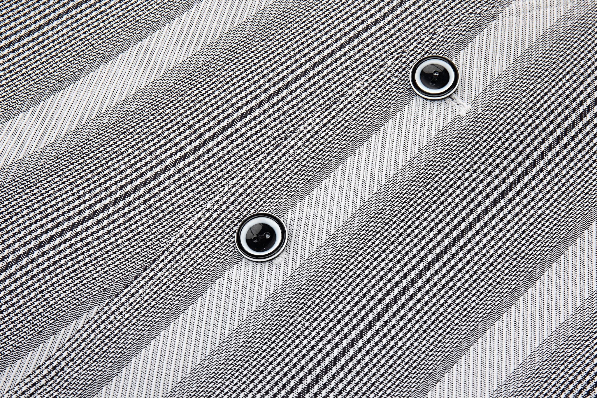 Cropped V-Neck Jacket – Striped Monochrome Twill - Image 15