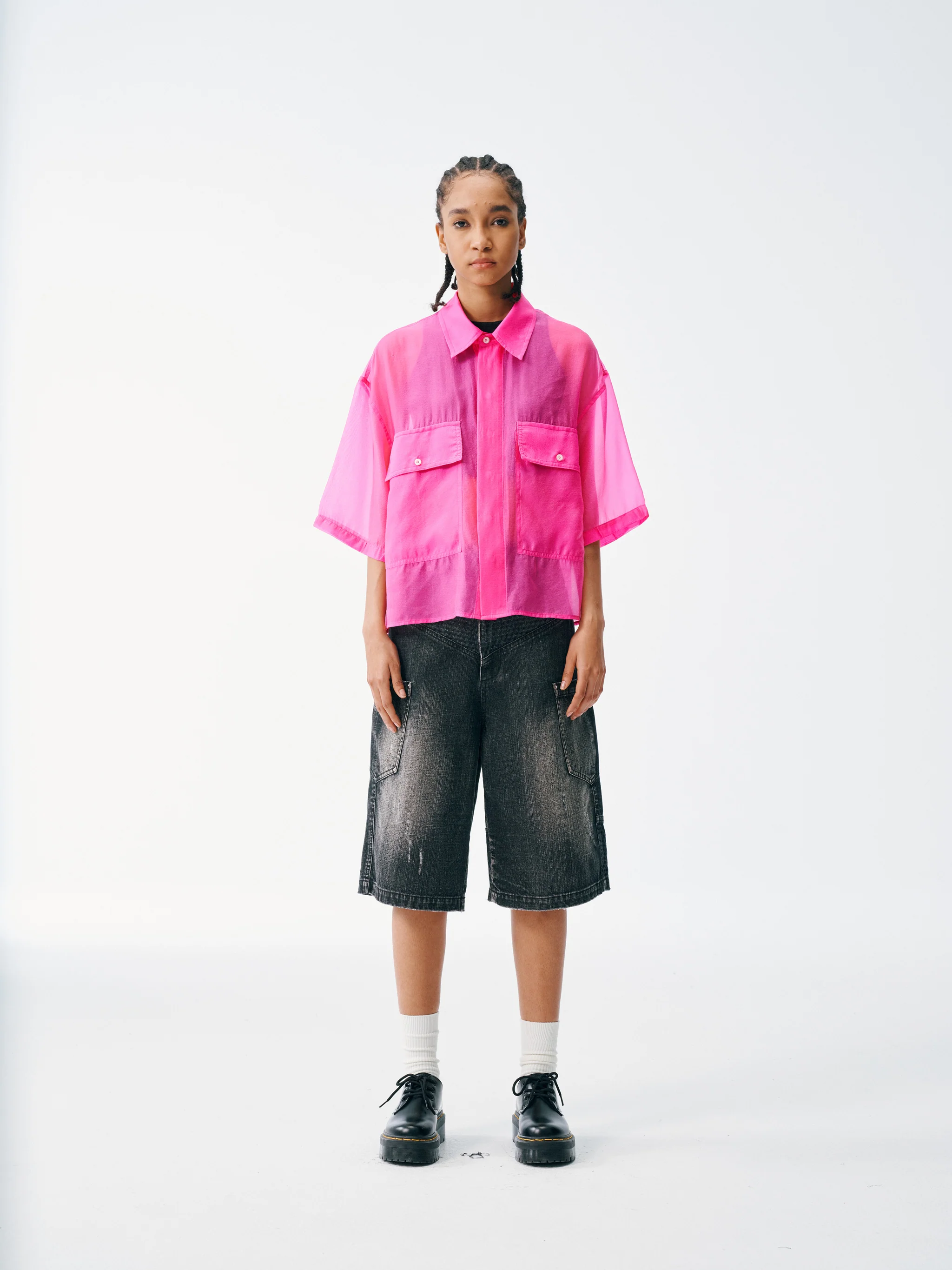 Candy Wrap Sheer Cropped Button Up - Image 10