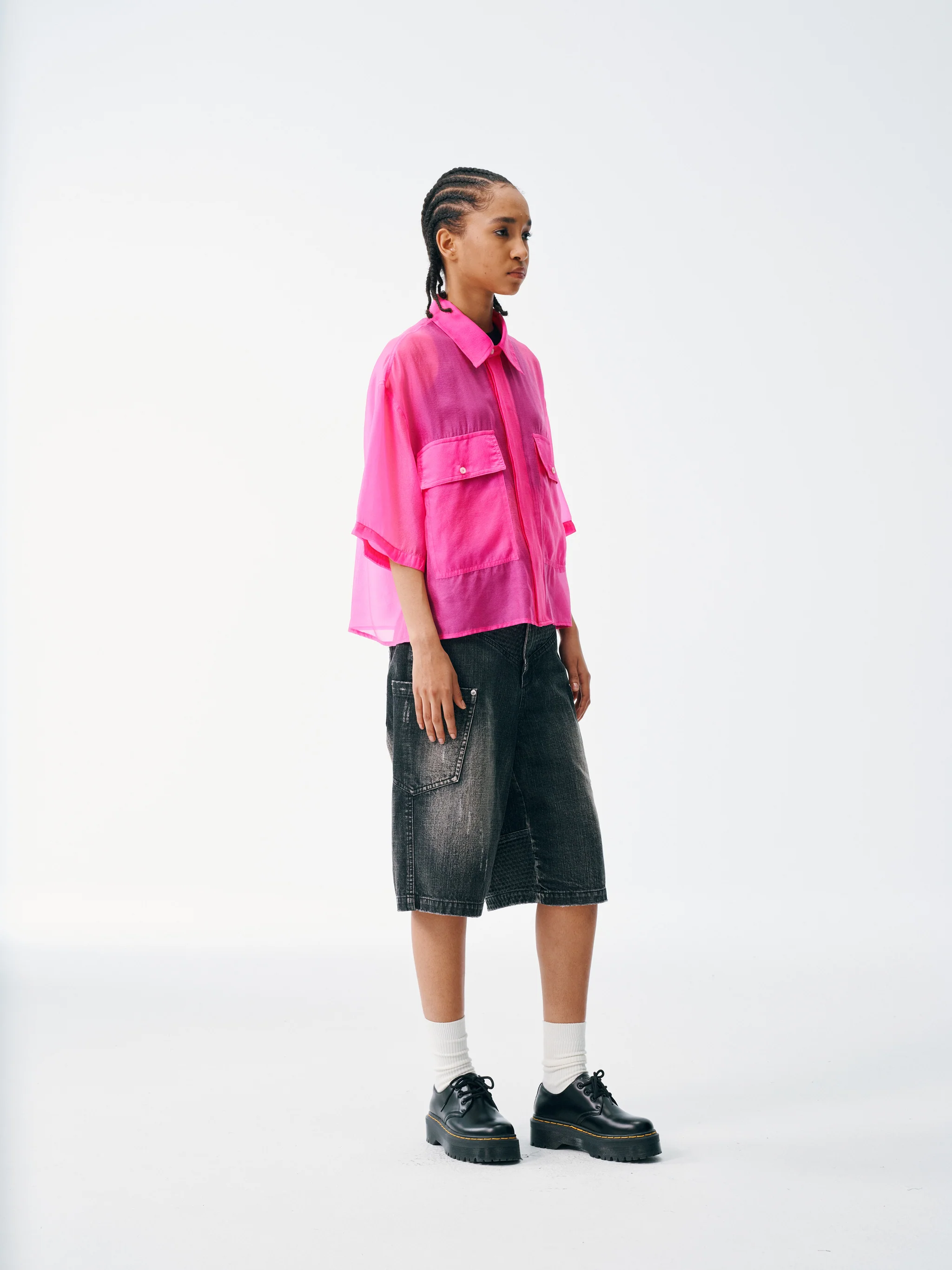 Candy Wrap Sheer Cropped Button Up - Image 12