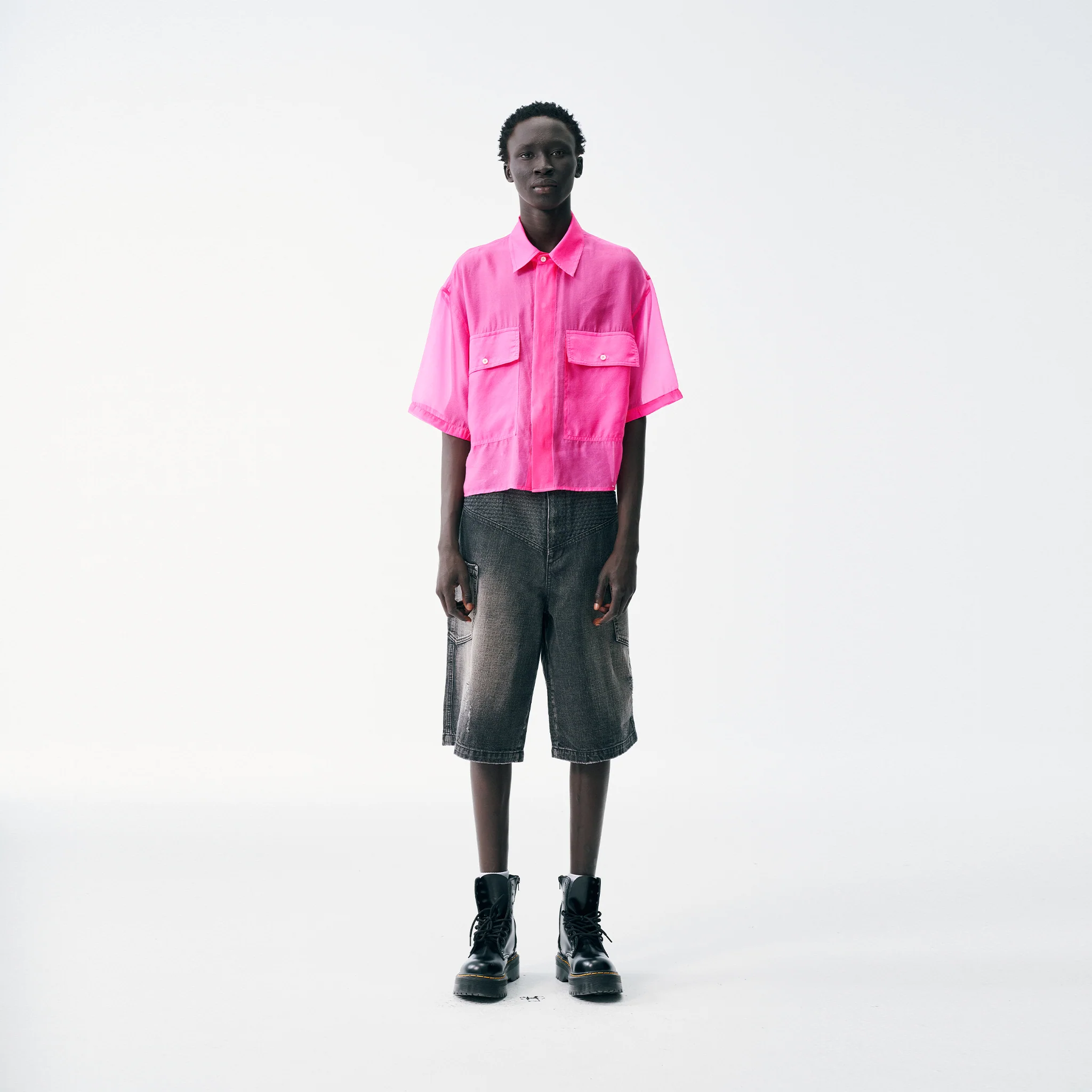 Candy Wrap Sheer Cropped Button Up - Image 6
