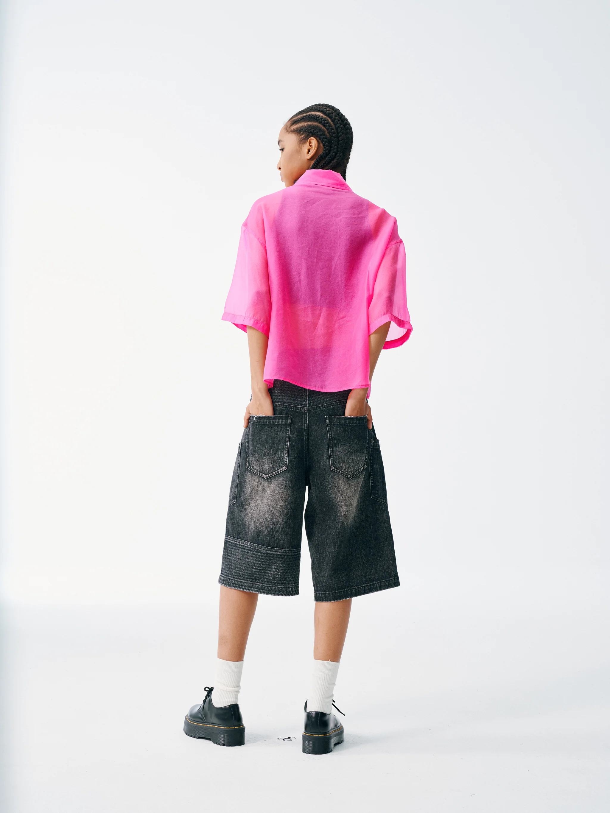 Candy Wrap Sheer Cropped Button Up - Image 8