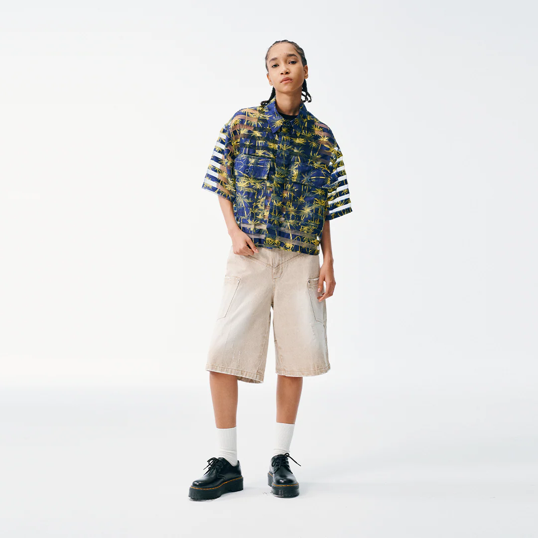 Tropicana Sheer Cropped Button Up - Image 11