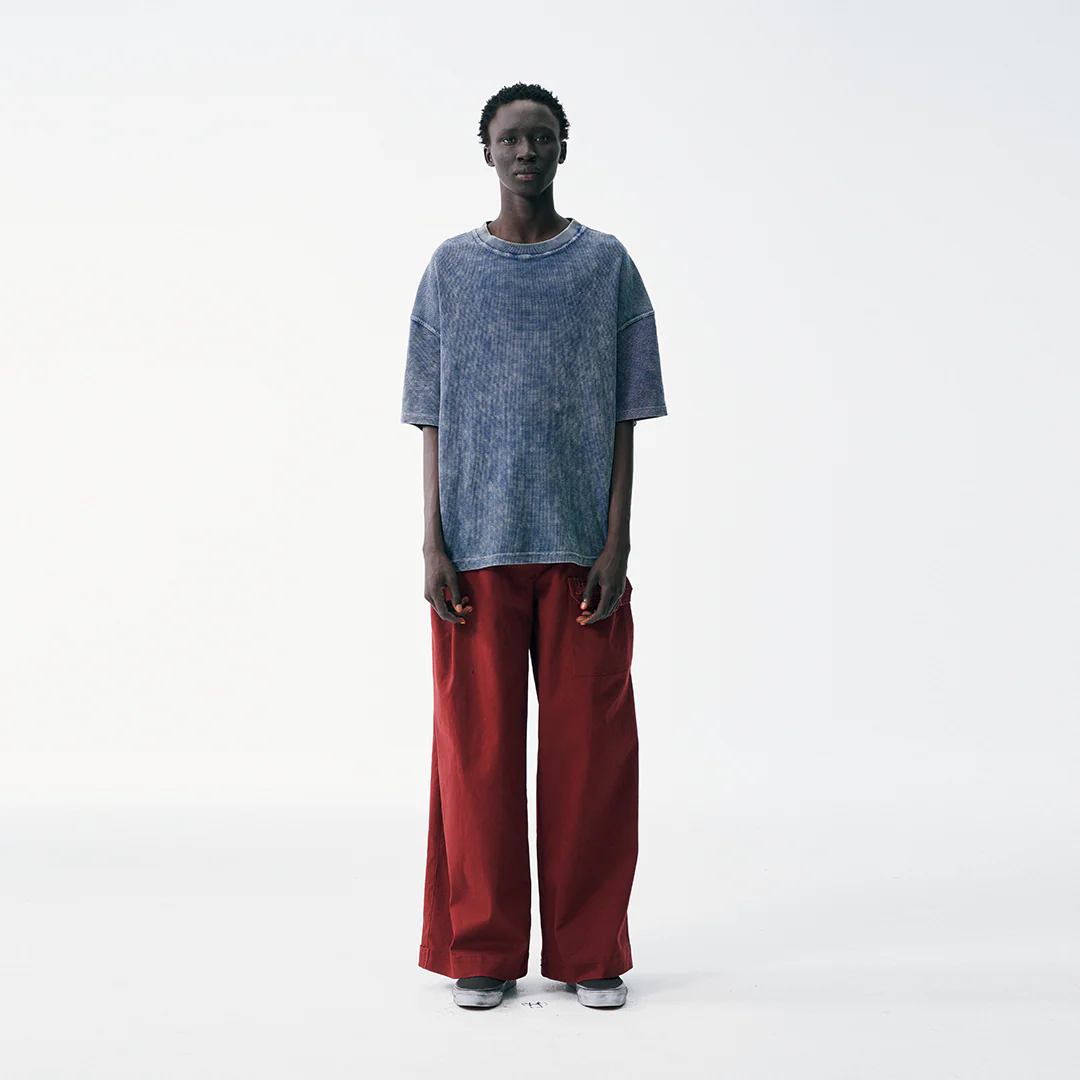 Embroidered Waffle Tee - Indigo - Image 4
