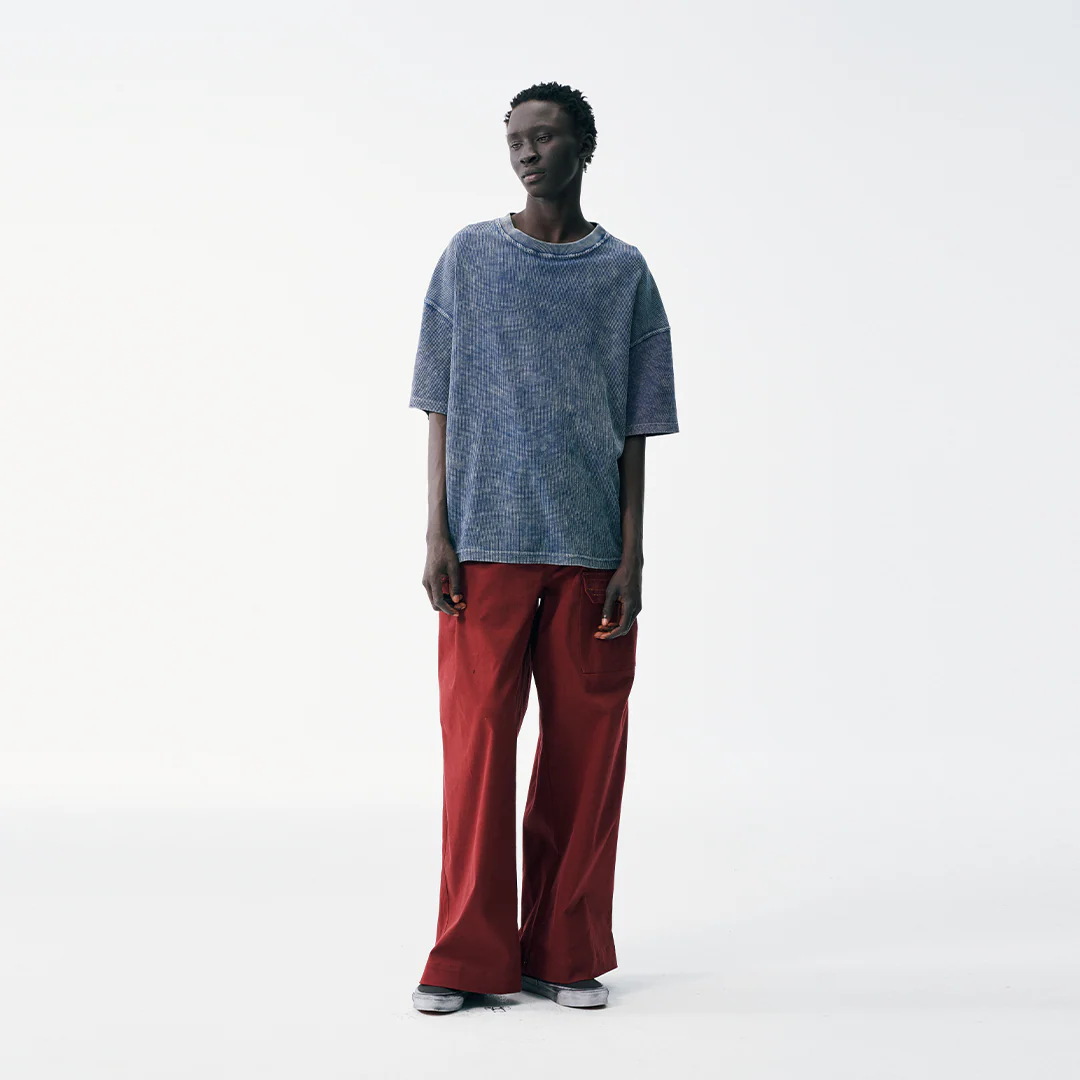 Embroidered Waffle Tee - Indigo - Image 8