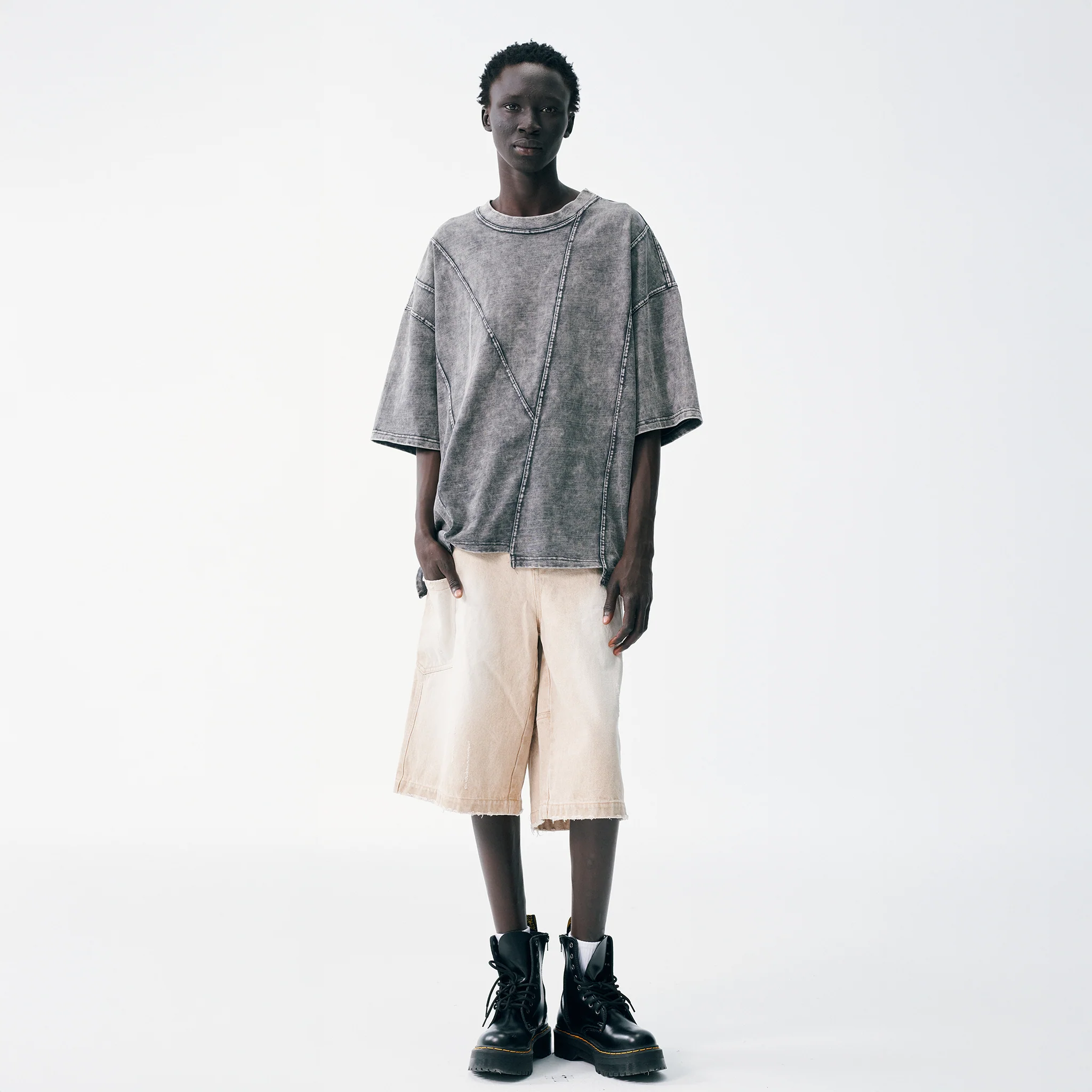 Asymmetrical Slice Tee - Graphite - Image 3