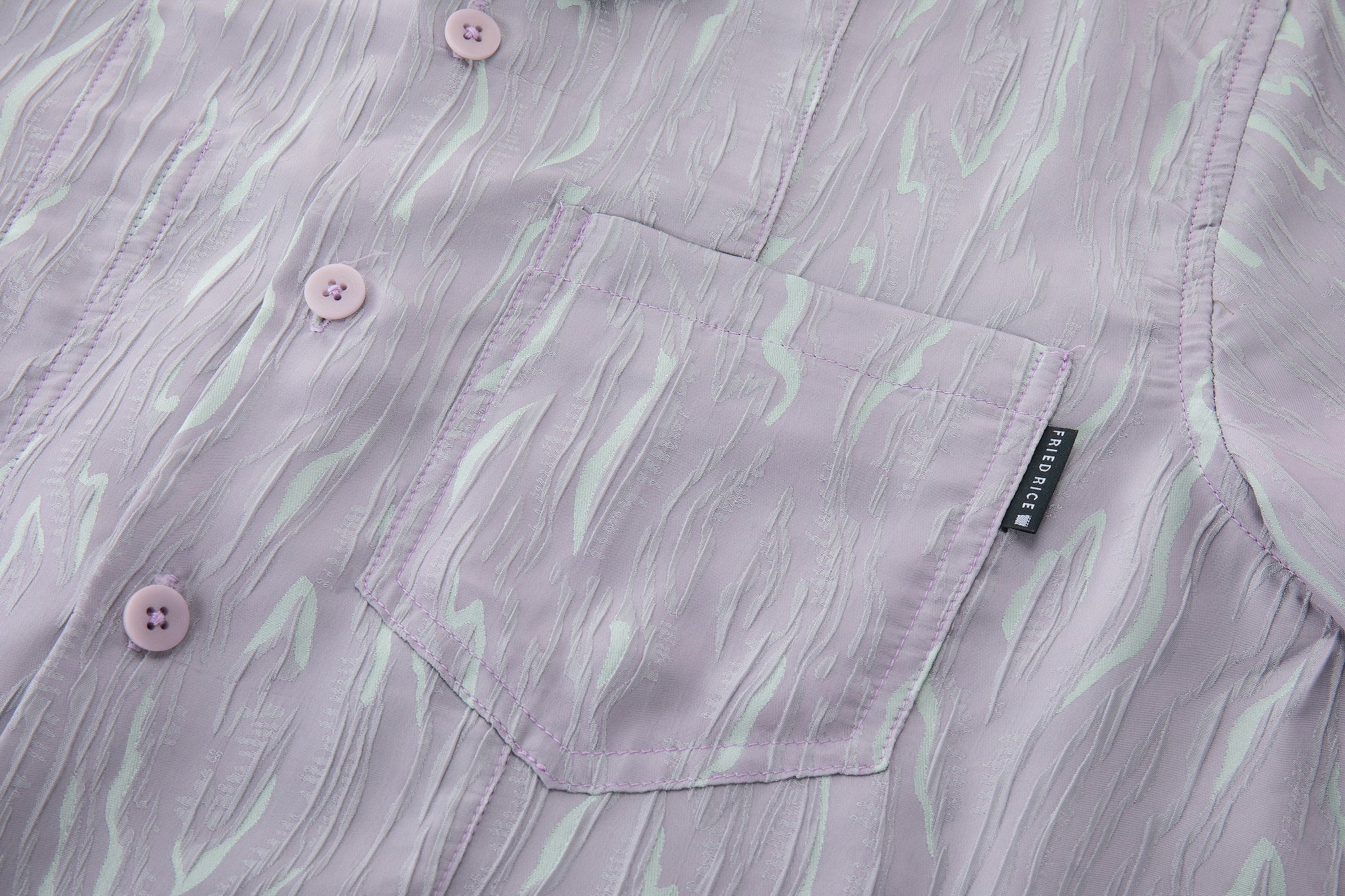Reversible Summer Button Up – Short Sleeve, Lavender & Mint Woodgrain - Image 5