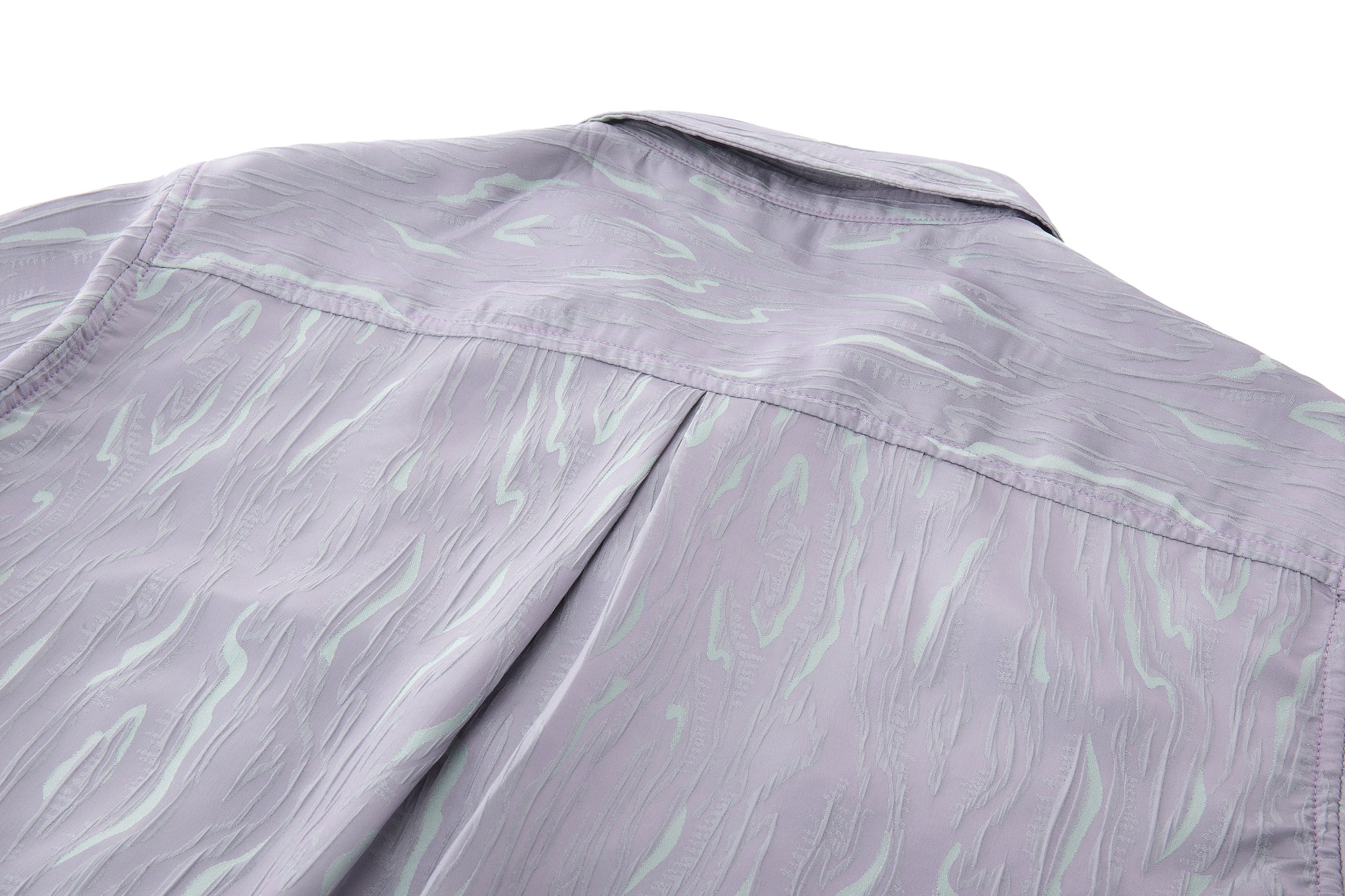 Reversible Summer Button Up – Short Sleeve, Lavender & Mint Woodgrain - Image 9