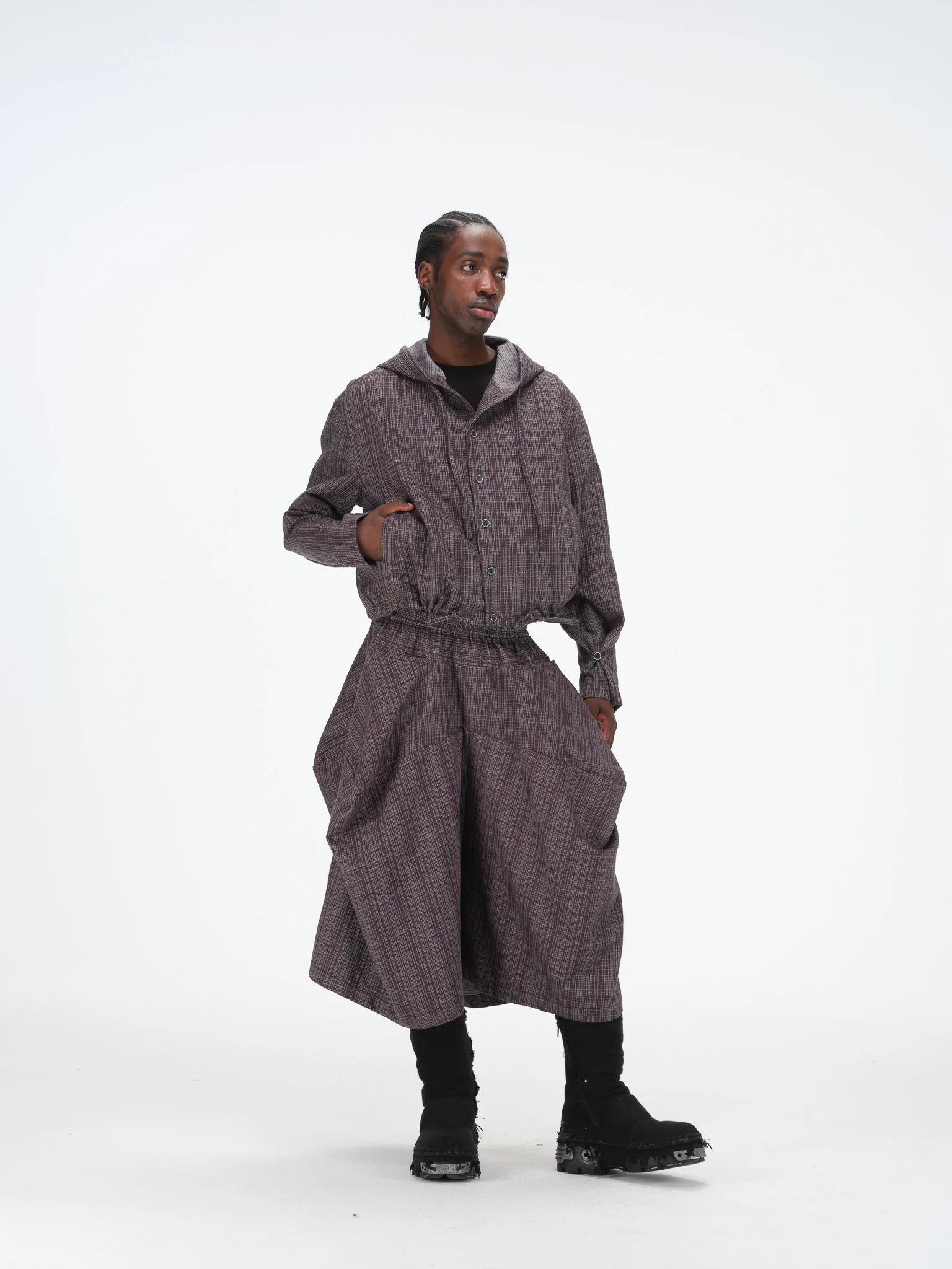 Gridline Lightweight Cropped Hooded Jacket - Dark Grey - Image 10