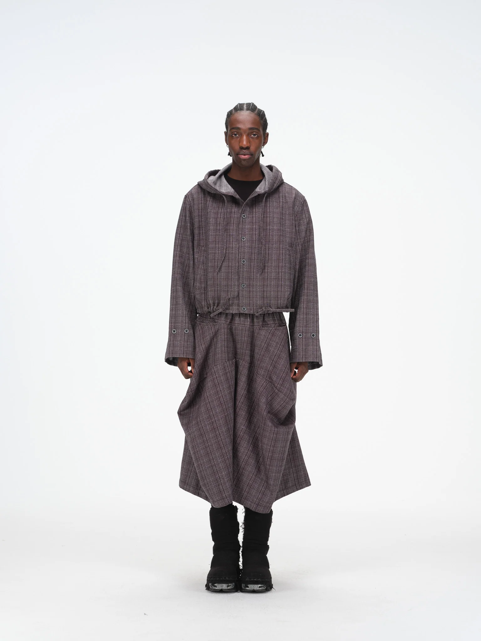 Gridline Lightweight Cropped Hooded Jacket - Dark Grey - Image 3