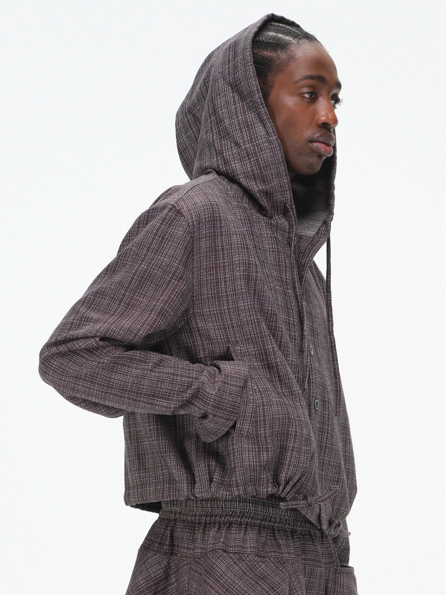 Gridline Lightweight Cropped Hooded Jacket - Dark Grey - Image 4