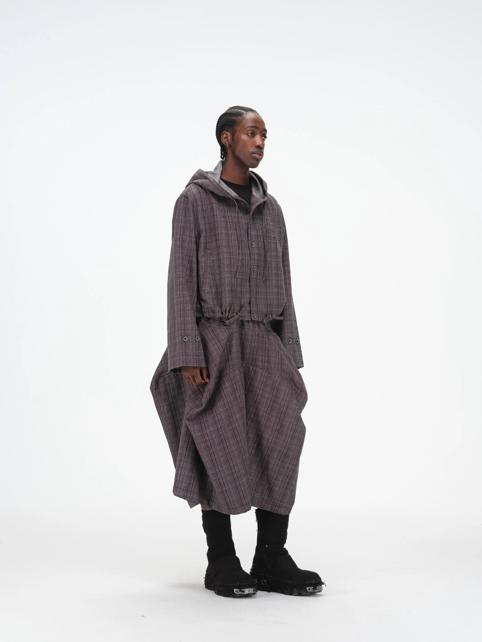 Gridline Lightweight Cropped Hooded Jacket - Dark Grey - Image 7