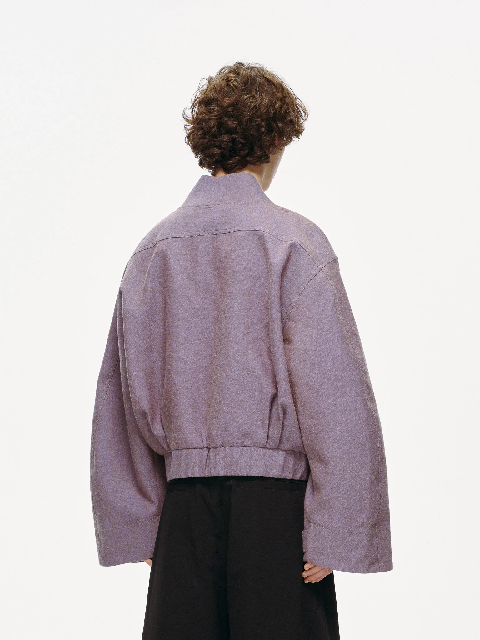 Haori-Inspired Bomber Jacket - Lilac - Image 11