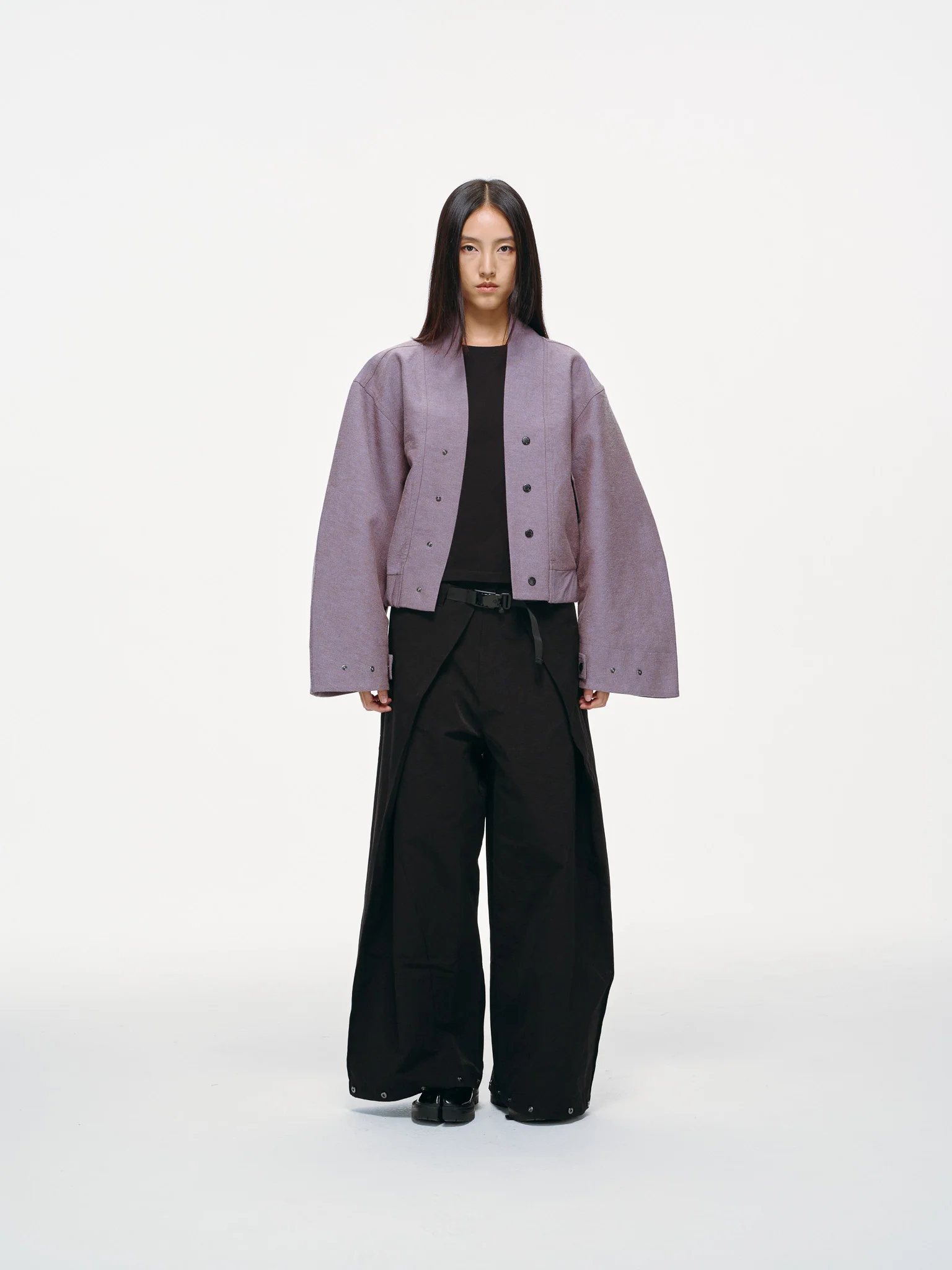 Haori-Inspired Bomber Jacket - Lilac - Image 3